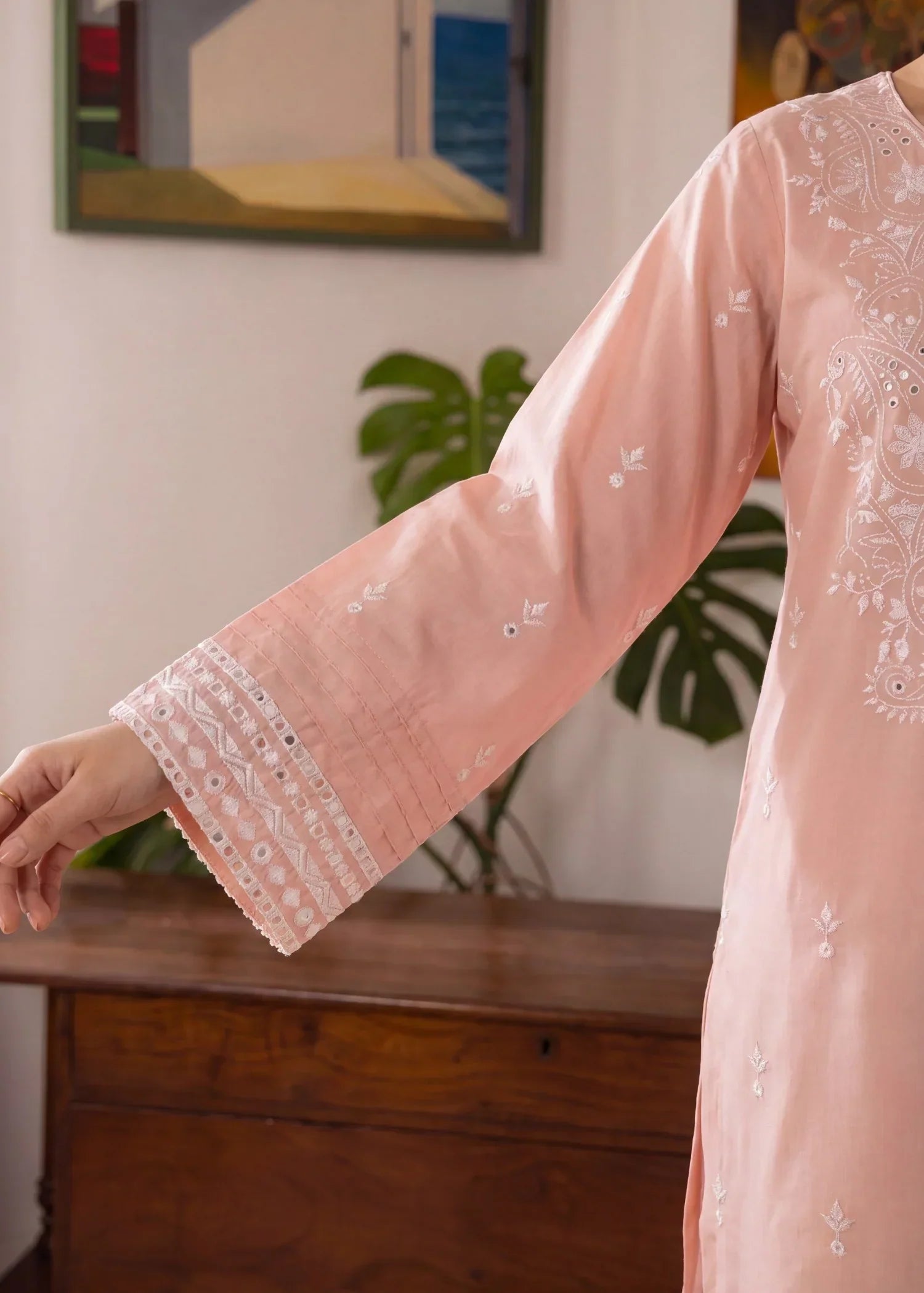 Honey Peach Premium Fabric Pakistani Summer Dresses - Sahiba-clothing - 3