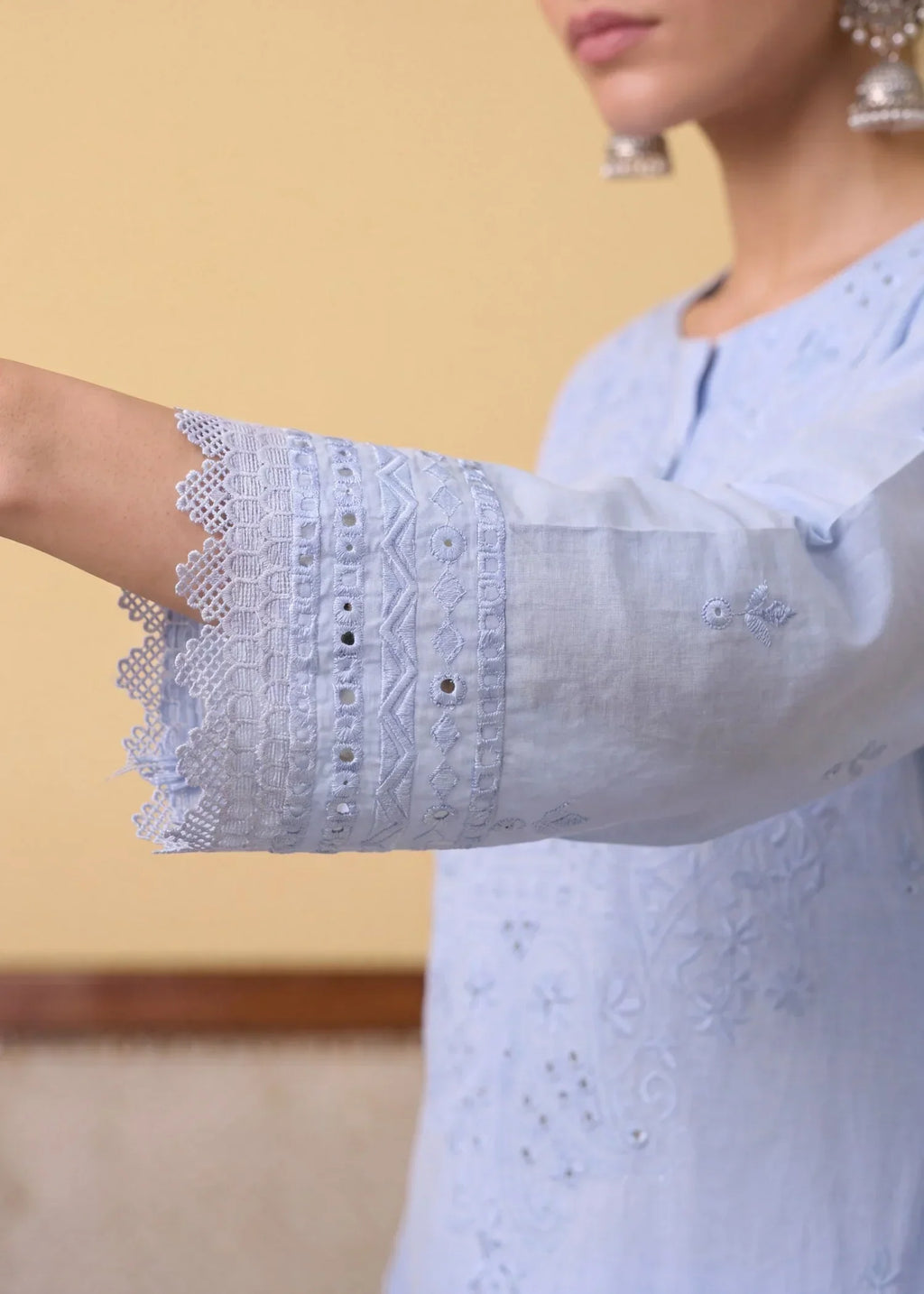 Honey Sky-blue Premium Fabric Pakistani Summer Dresses - Sahiba-clothing - 4
