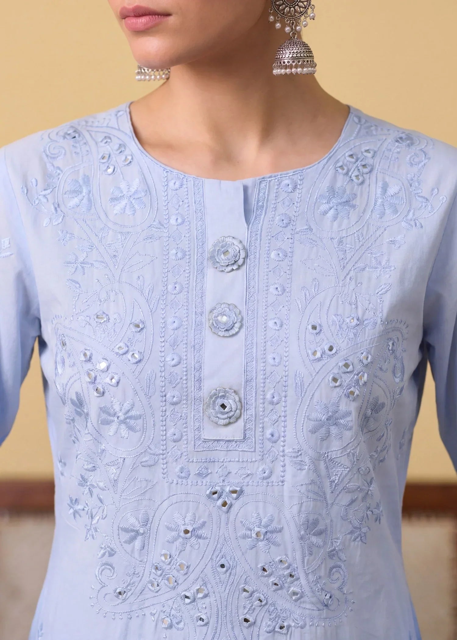 Honey Sky-blue Premium Fabric Pakistani Summer Dresses - Sahiba-clothing - 3