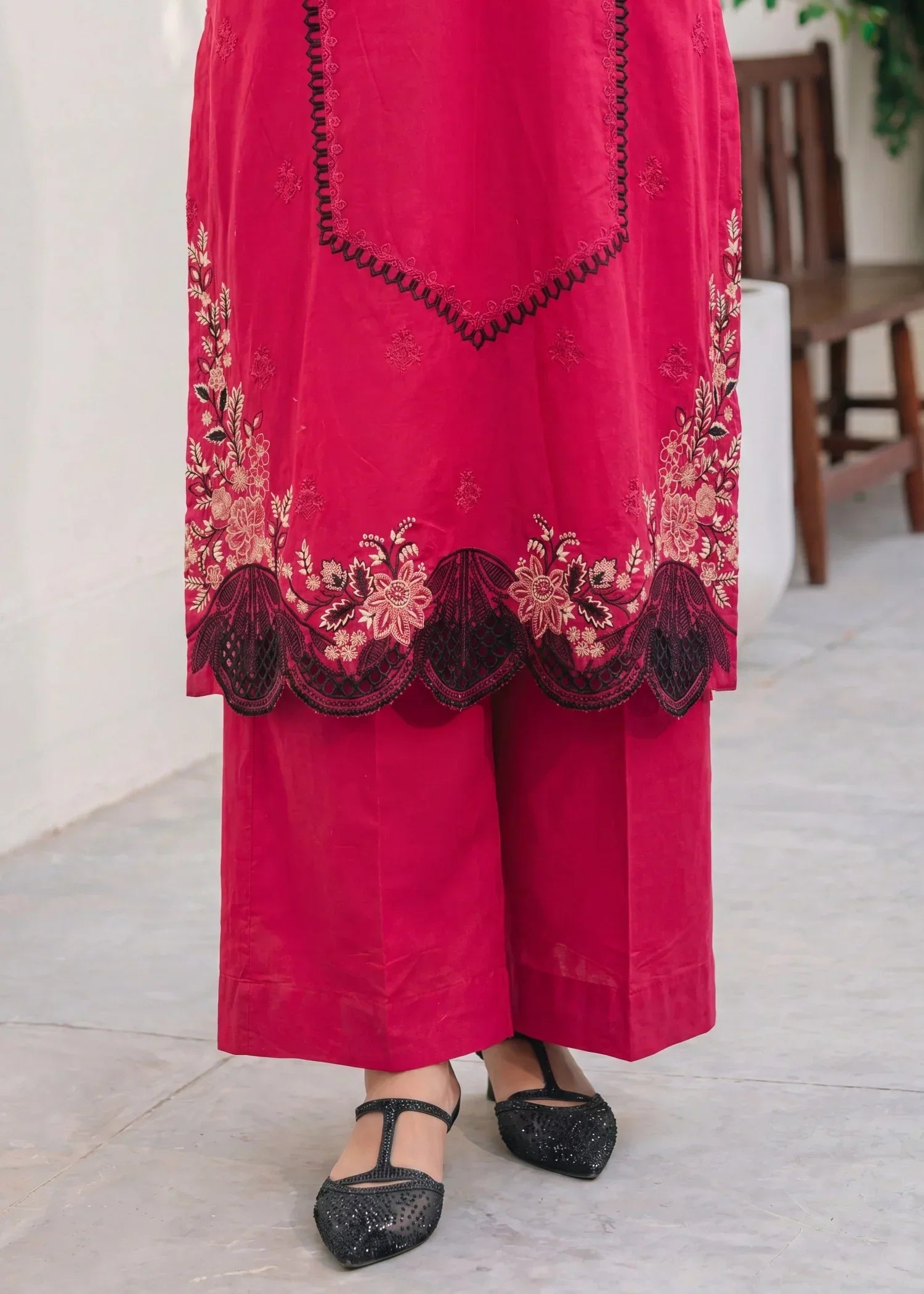 Khajista Maroon Premium Fabric Pakistani Summer Dresses - Sahiba-clothing - 6