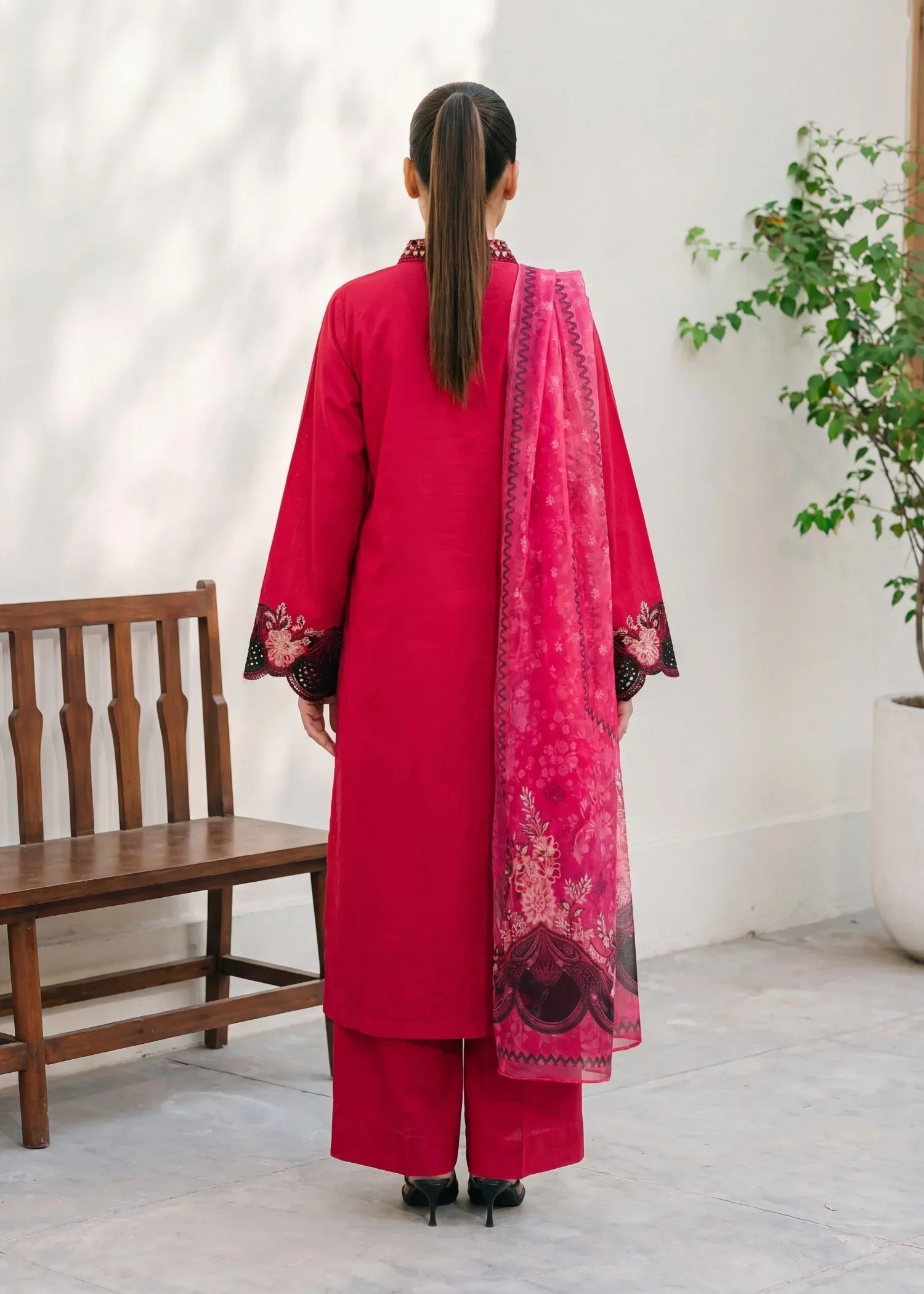 Khajista Maroon Premium Fabric Pakistani Summer Dresses - Sahiba-clothing - 2