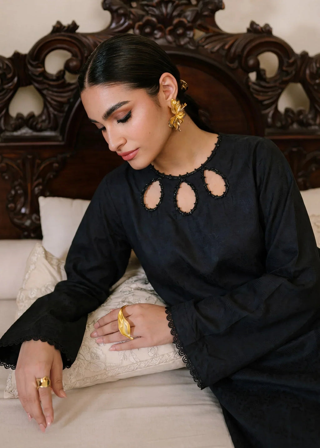 Yazra Black Premium Fabric Pakistani Summer Dresses - Sahiba-clothing - 3