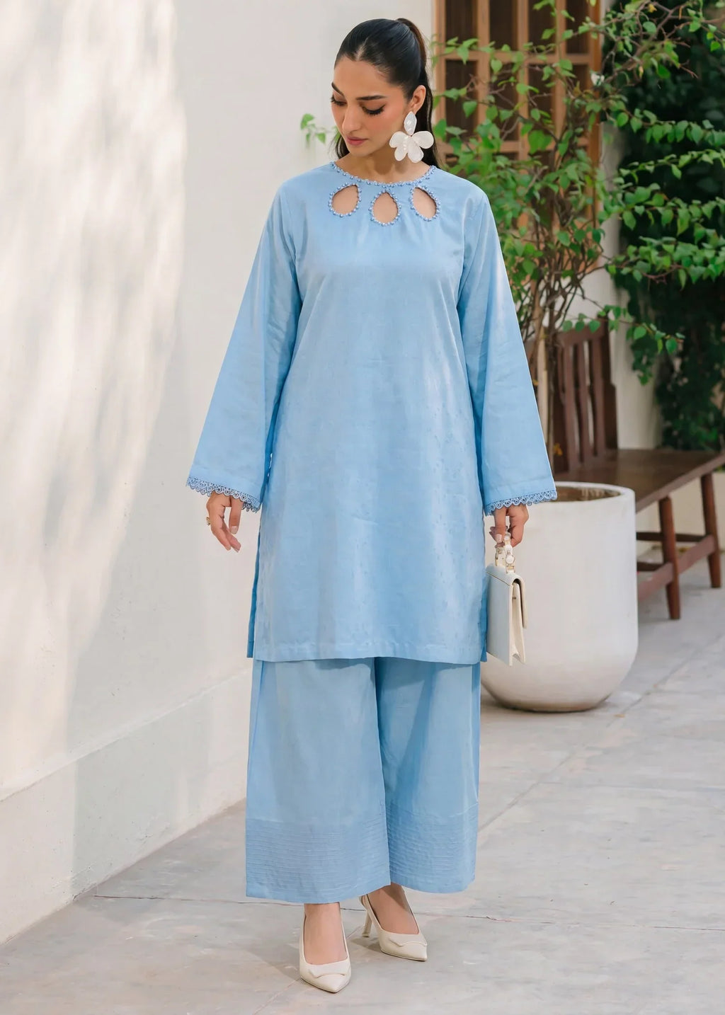 Yazra Blue Premium Fabric Pakistani Summer Dresses - Sahiba-clothing - 1