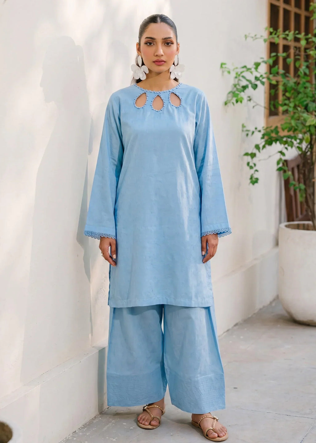 Yazra Blue Premium Fabric Pakistani Summer Dresses - Sahiba-clothing - 5