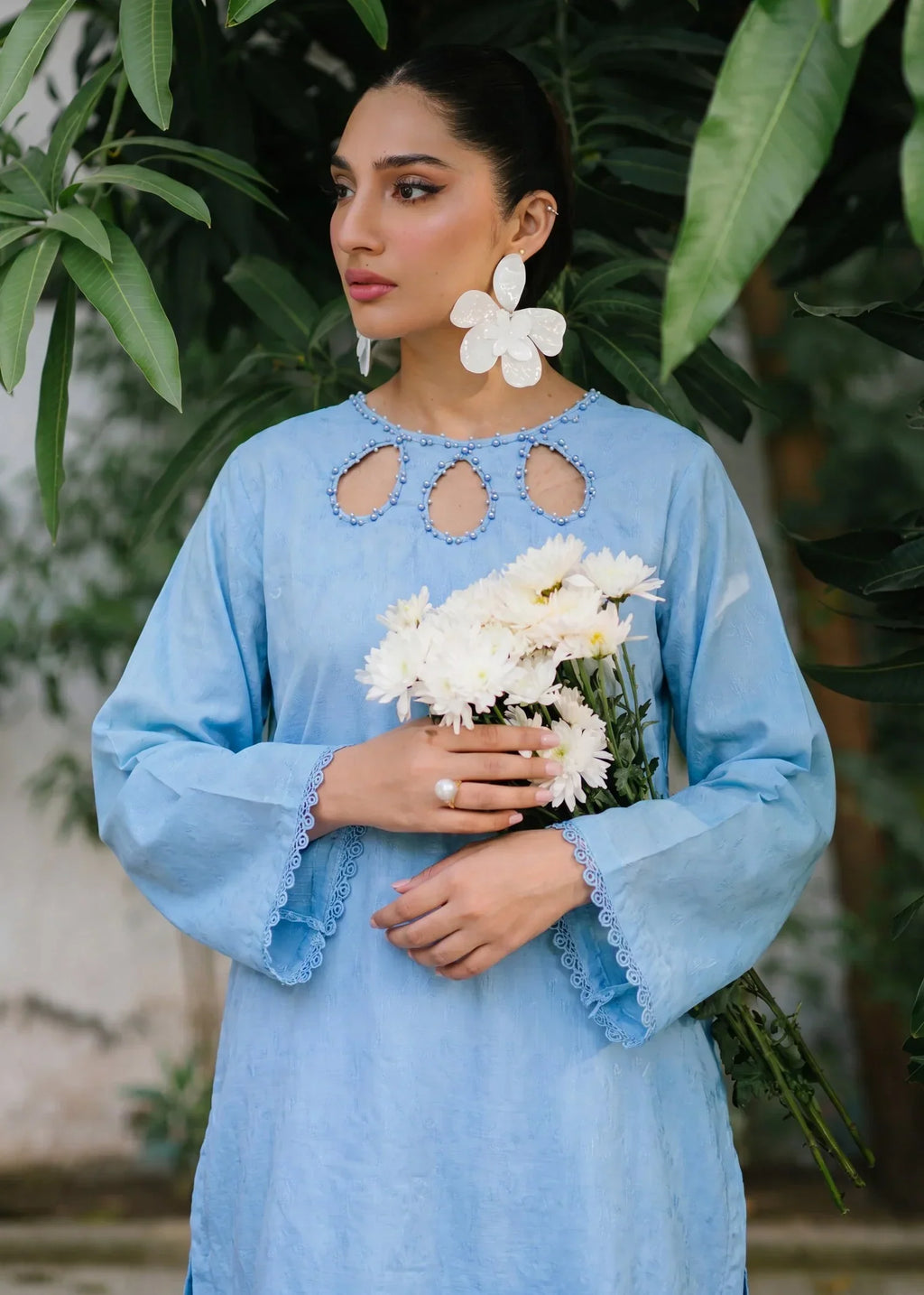 Yazra Blue Premium Fabric Pakistani Summer Dresses - Sahiba-clothing - 3