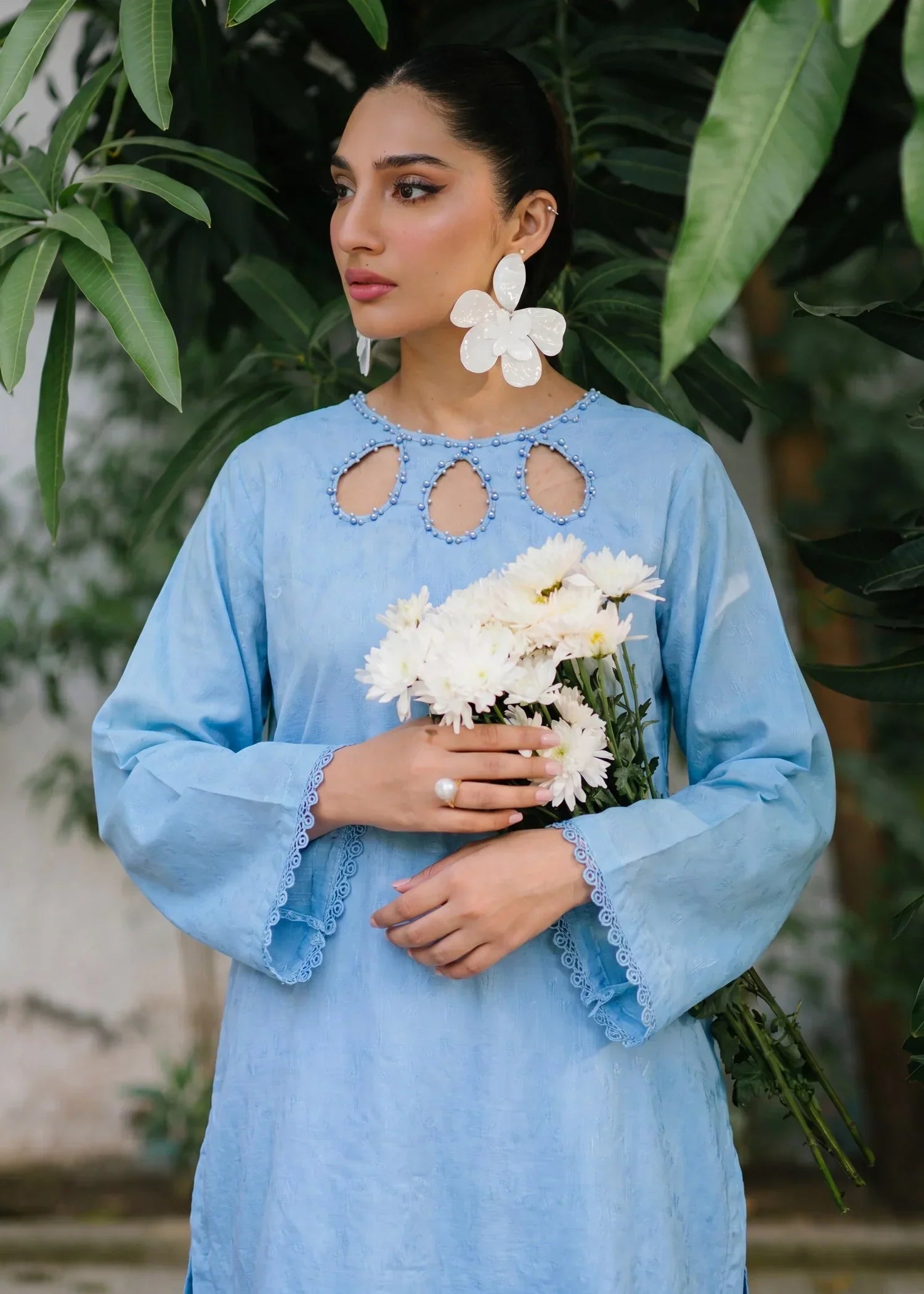 Yazra Blue Premium Fabric Pakistani Summer Dresses - Sahiba-clothing - 3