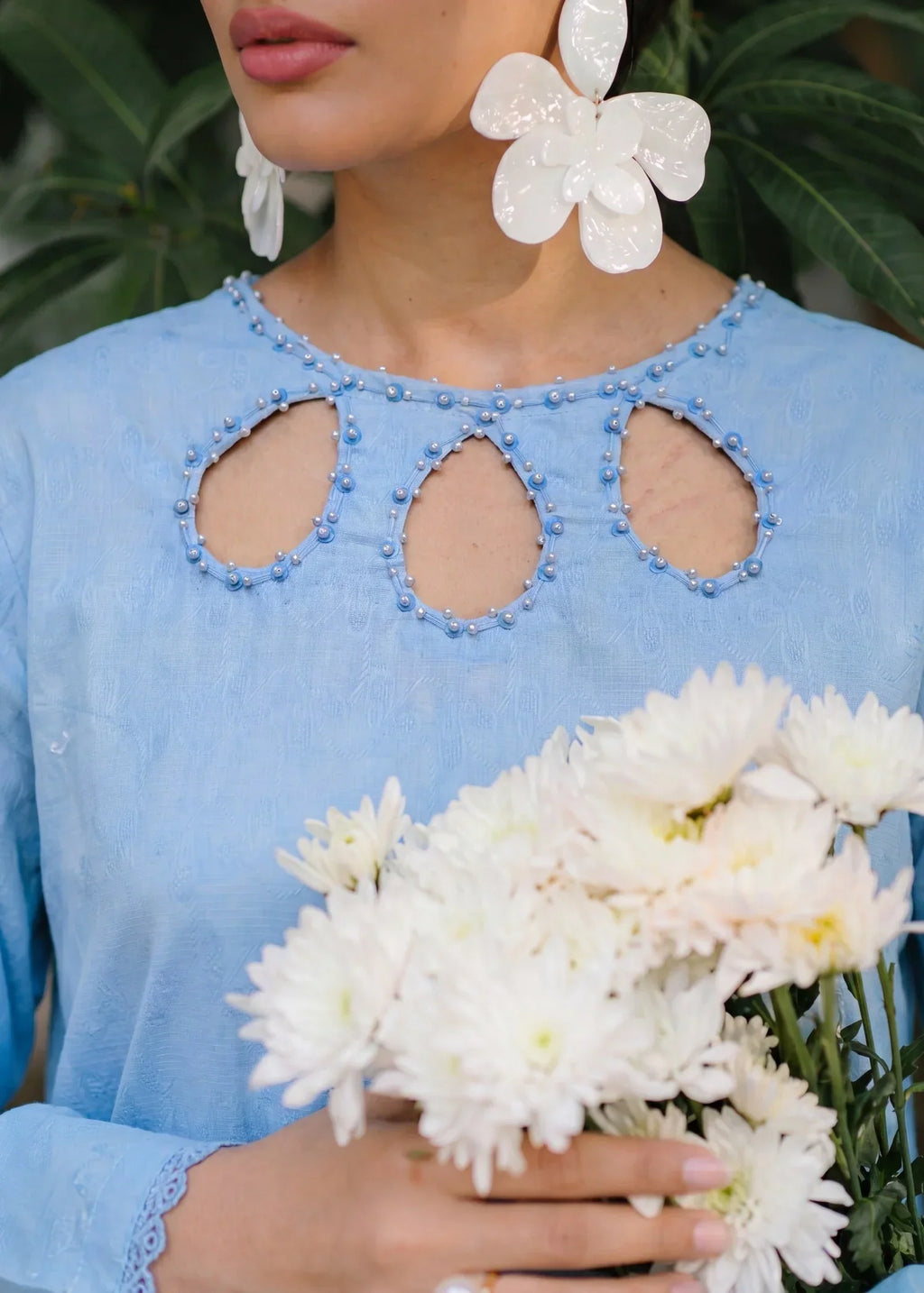 Yazra Blue Premium Fabric Pakistani Summer Dresses - Sahiba-clothing - 4