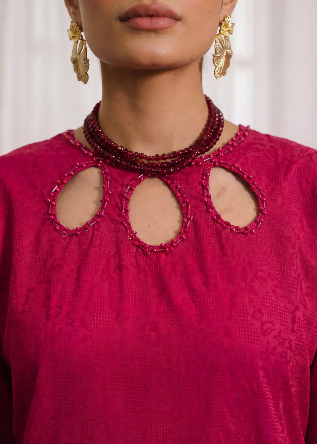 Yazra Maroon Premium Fabric Pakistani Summer Dresses - Sahiba-clothing - 2