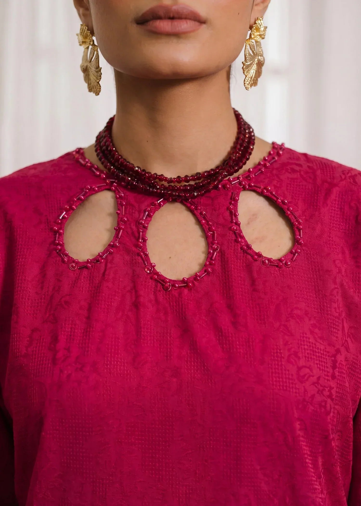 Yazra Maroon Premium Fabric Pakistani Summer Dresses - Sahiba-clothing - 2