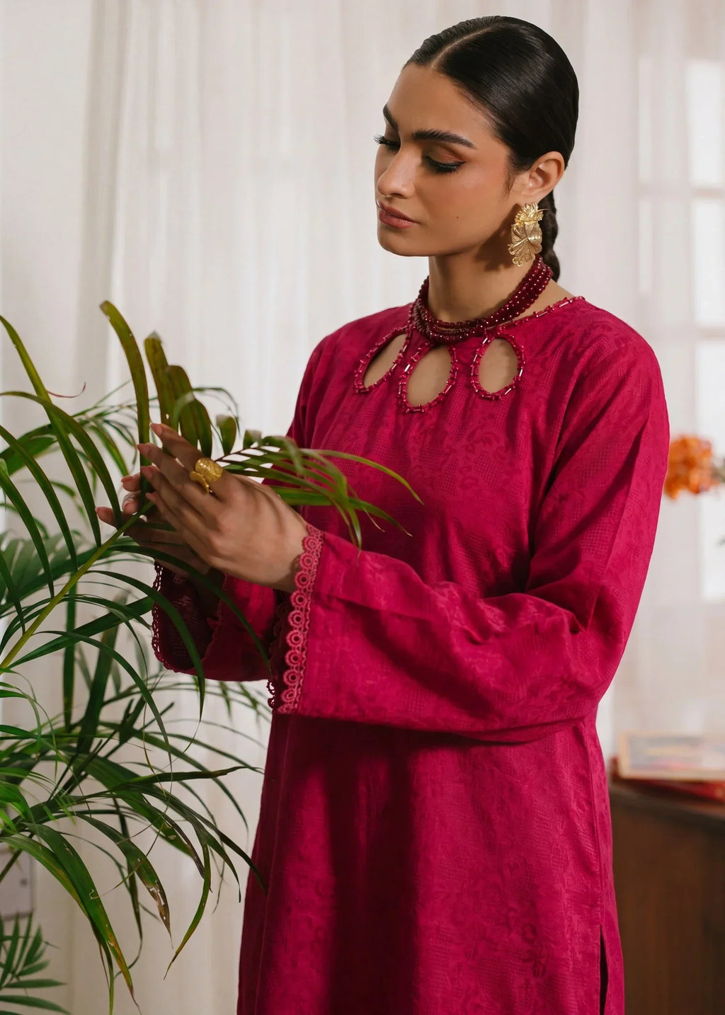 Yazra Maroon Premium Fabric Pakistani Summer Dresses - Sahiba-clothing - 3
