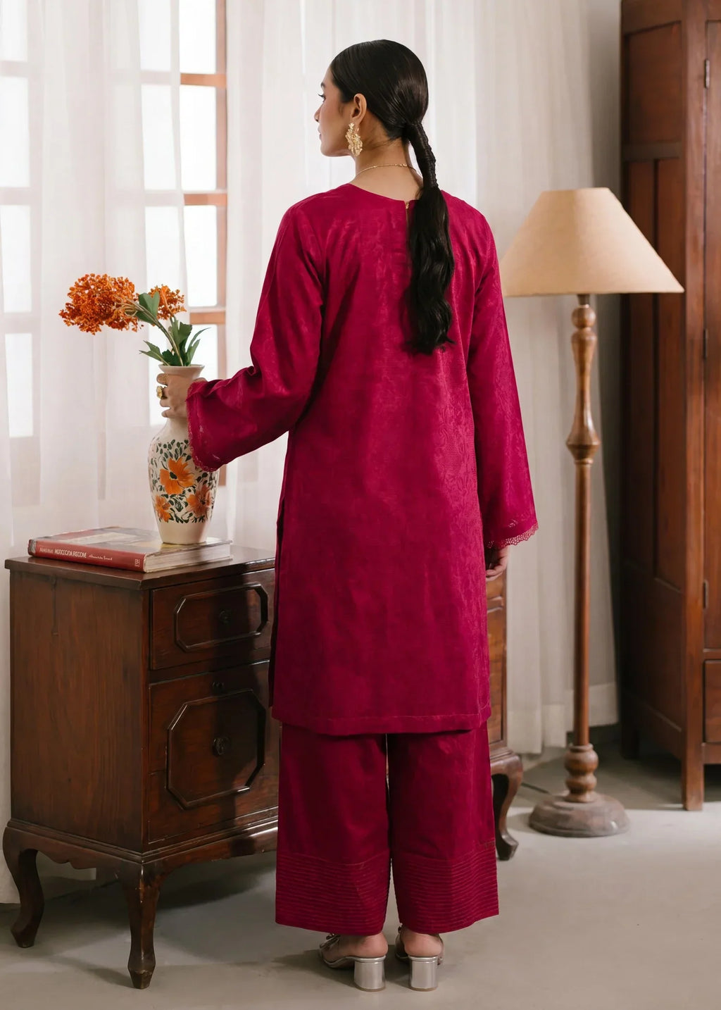 Yazra Maroon Premium Fabric Pakistani Summer Dresses - Sahiba-clothing - 4