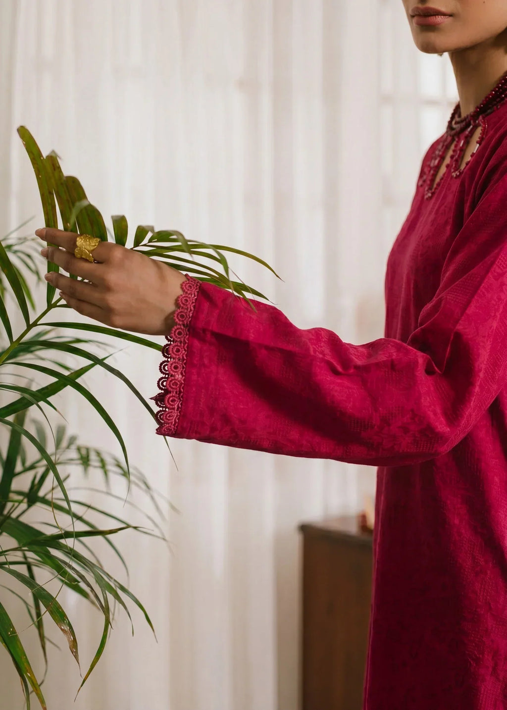 Yazra Maroon Premium Fabric Pakistani Summer Dresses - Sahiba-clothing - 5