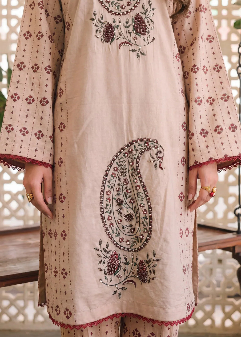 Cherry Skin Premium Fabric Pakistani Summer Dresses - Sahiba-clothing - 5