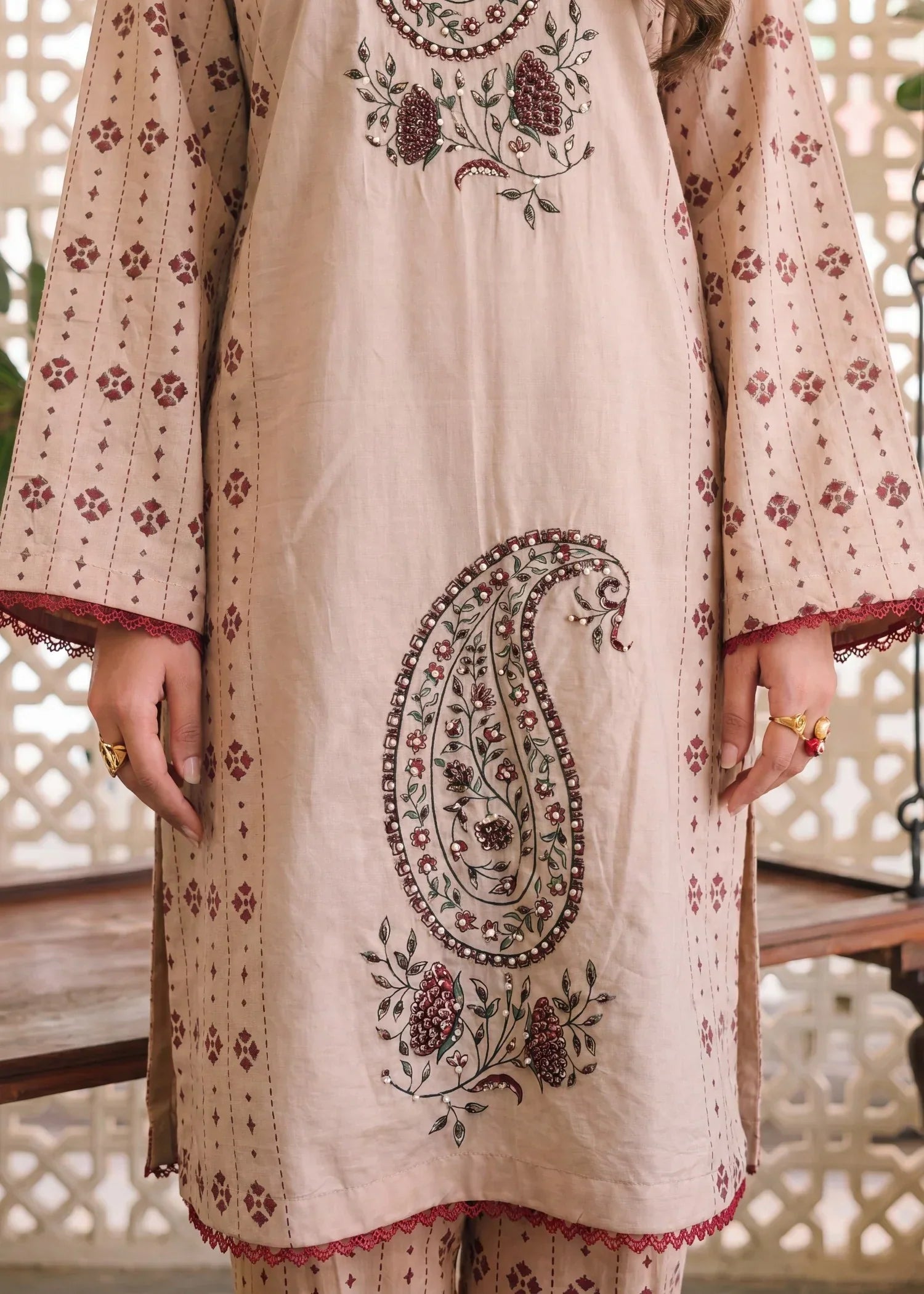 Cherry Skin Premium Fabric Pakistani Summer Dresses - Sahiba-clothing - 5