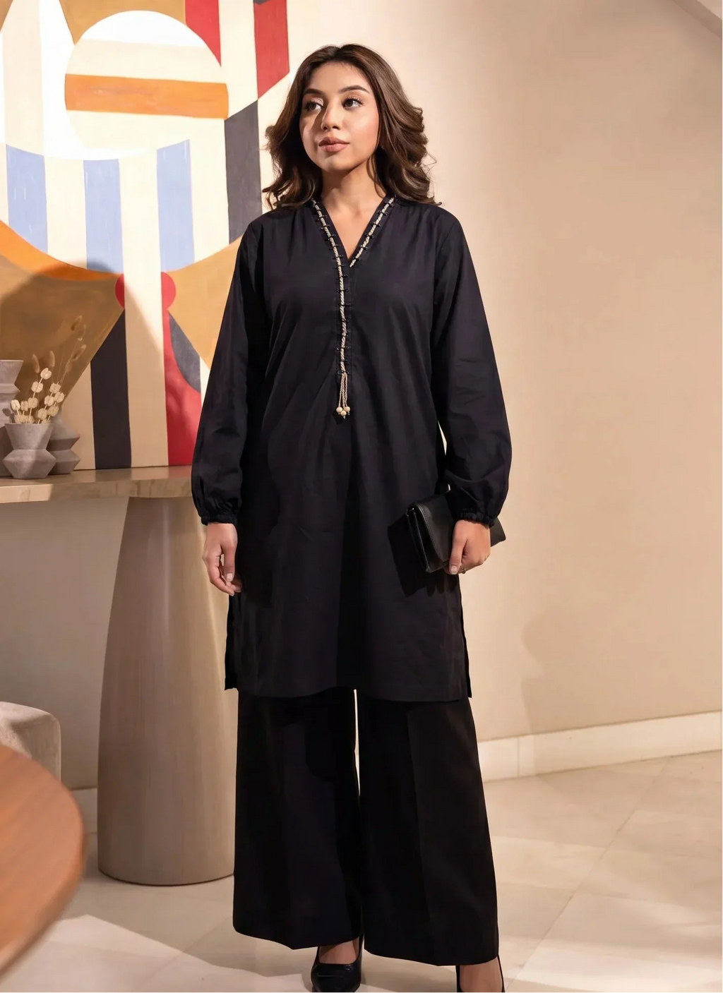Ellie Black Premium Fabric Pakistani Summer Dresses - Sahiba-clothing - 1