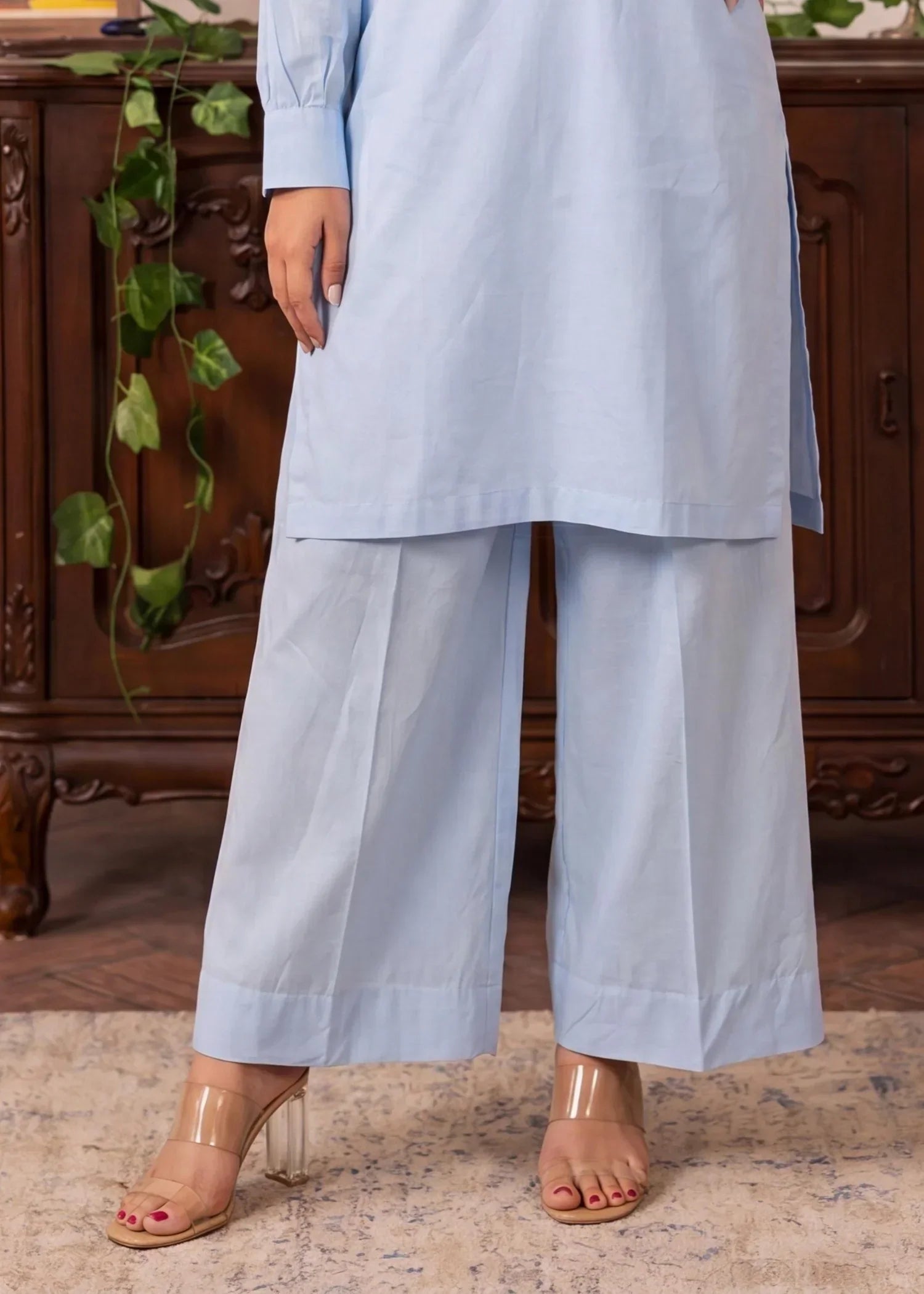 Ametrine Sky Blue Premium Fabric Pakistani Winter Dresses - Sahiba-clothing - 6