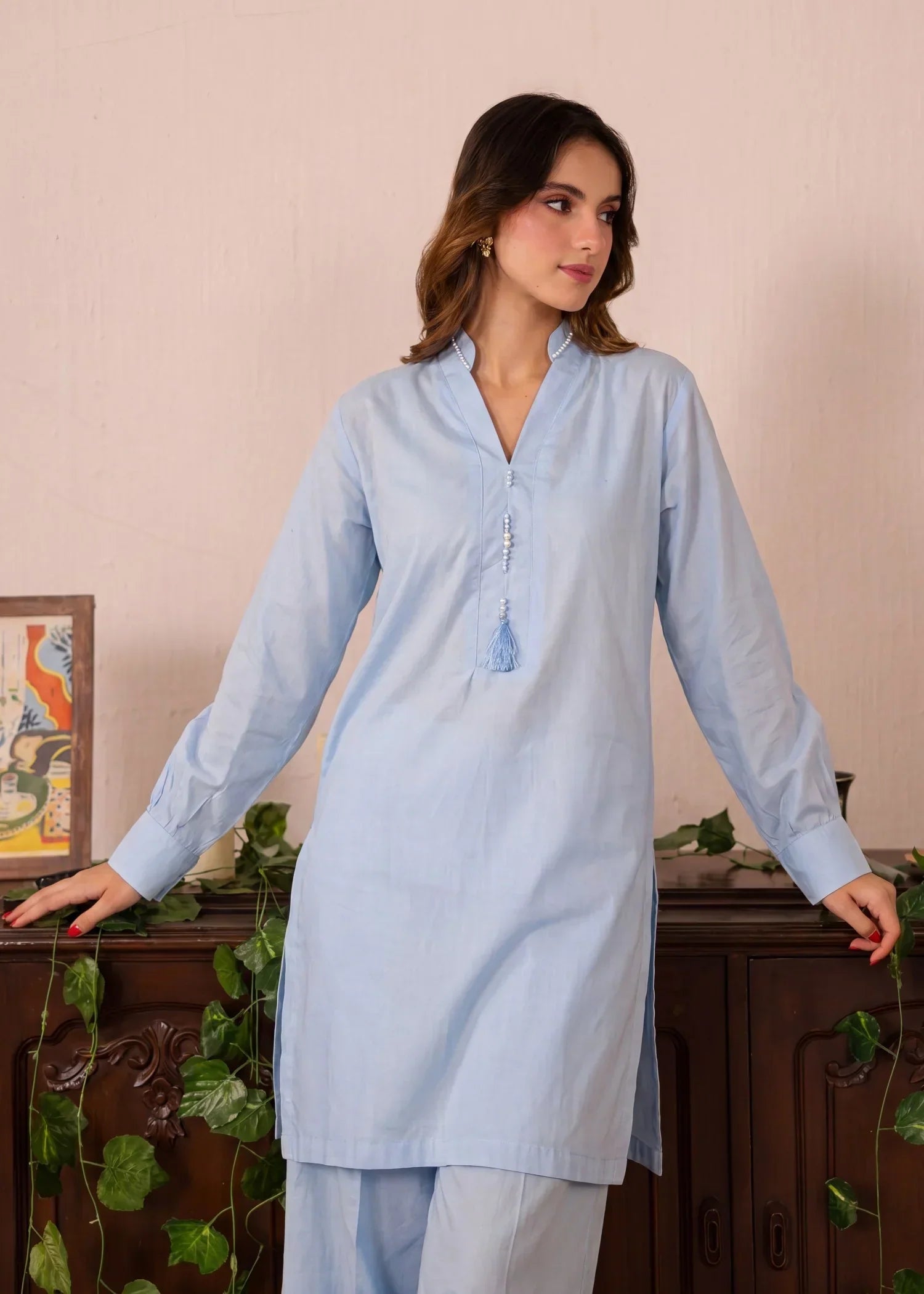 Ametrine Sky Blue Premium Fabric Pakistani Winter Dresses - Sahiba-clothing - 3