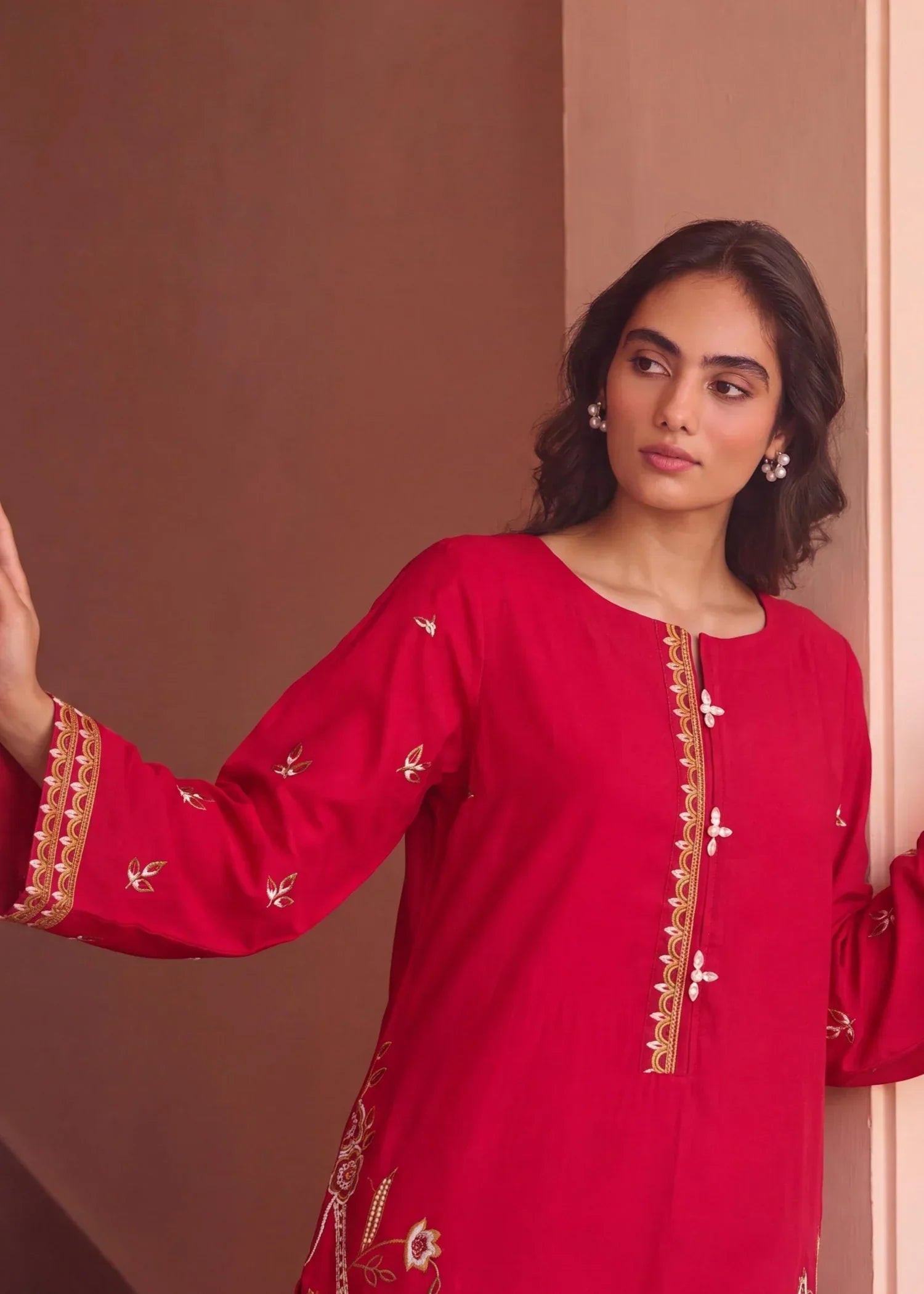 Calyx Maroon Premium Fabric Pakistani Summer Dresses - Sahiba-clothing - 3