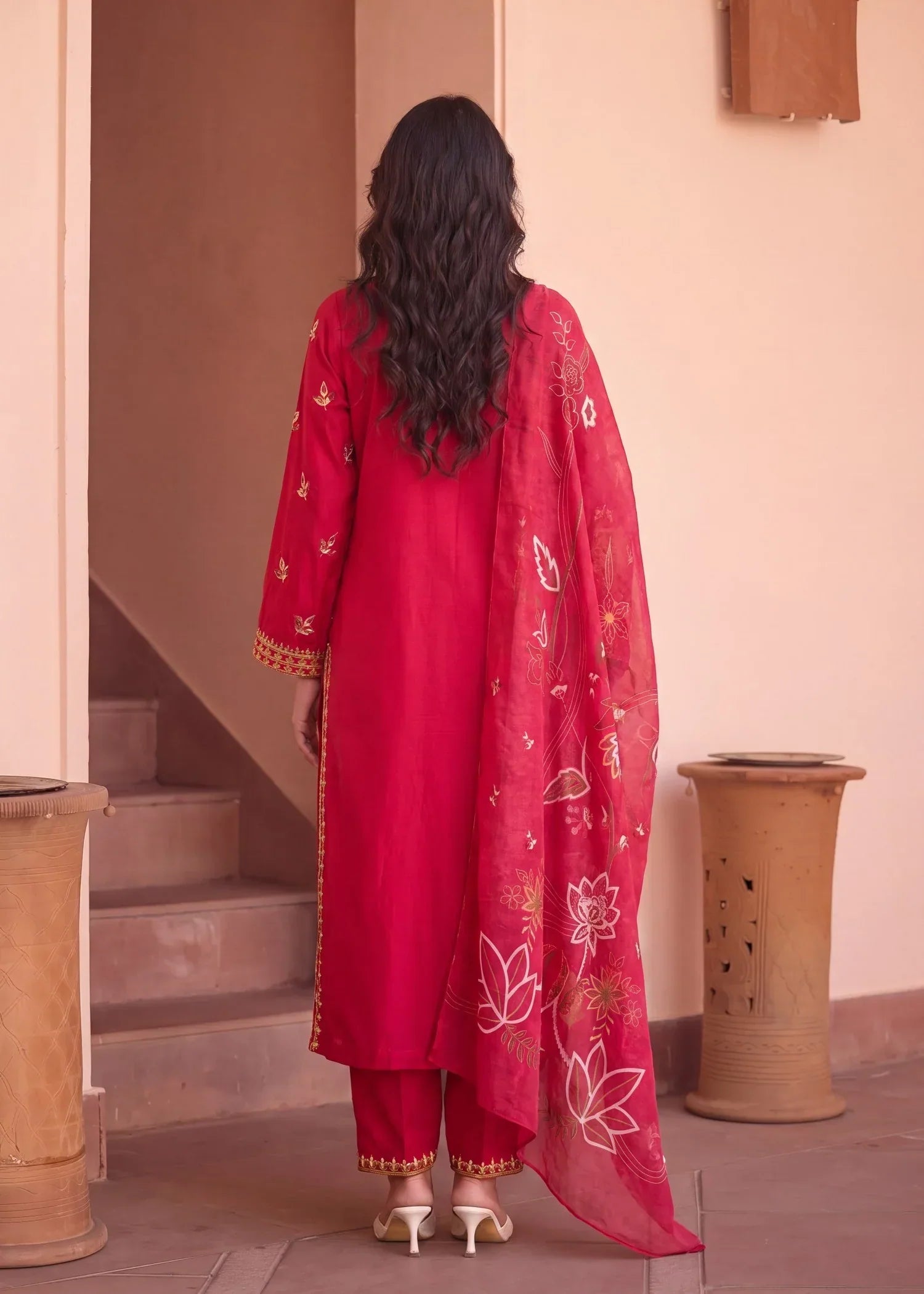 Calyx Maroon Premium Fabric Pakistani Summer Dresses - Sahiba-clothing - 2
