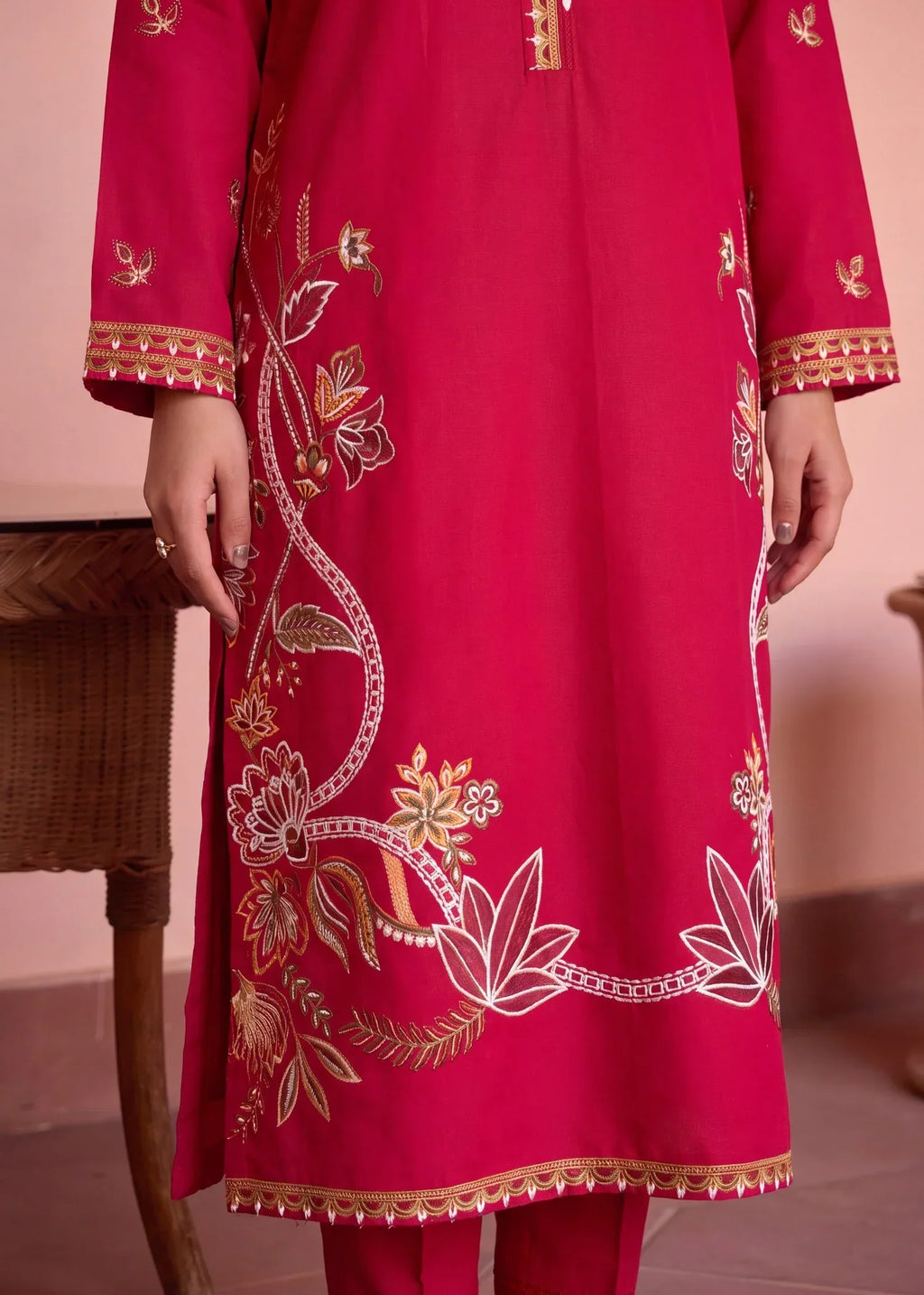 Calyx Maroon Premium Fabric Pakistani Summer Dresses - Sahiba-clothing - 6