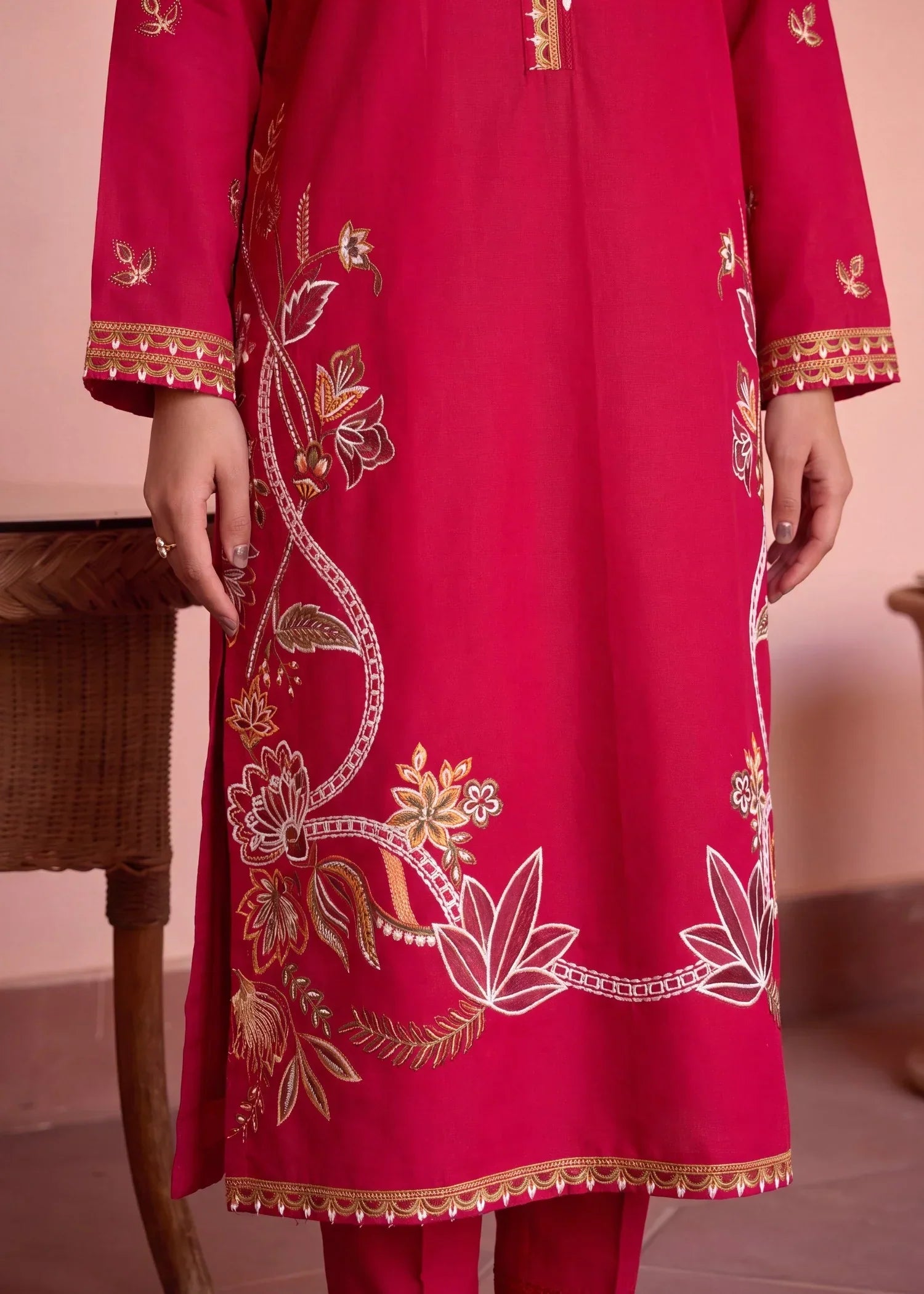 Calyx Maroon Premium Fabric Pakistani Summer Dresses - Sahiba-clothing - 6