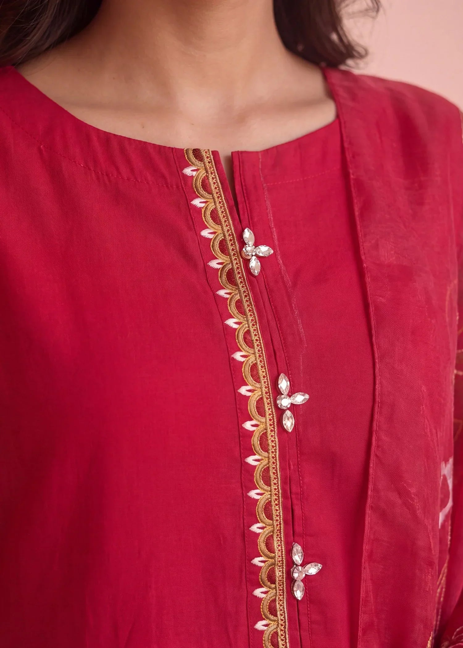 Calyx Maroon Premium Fabric Pakistani Summer Dresses - Sahiba-clothing - 4