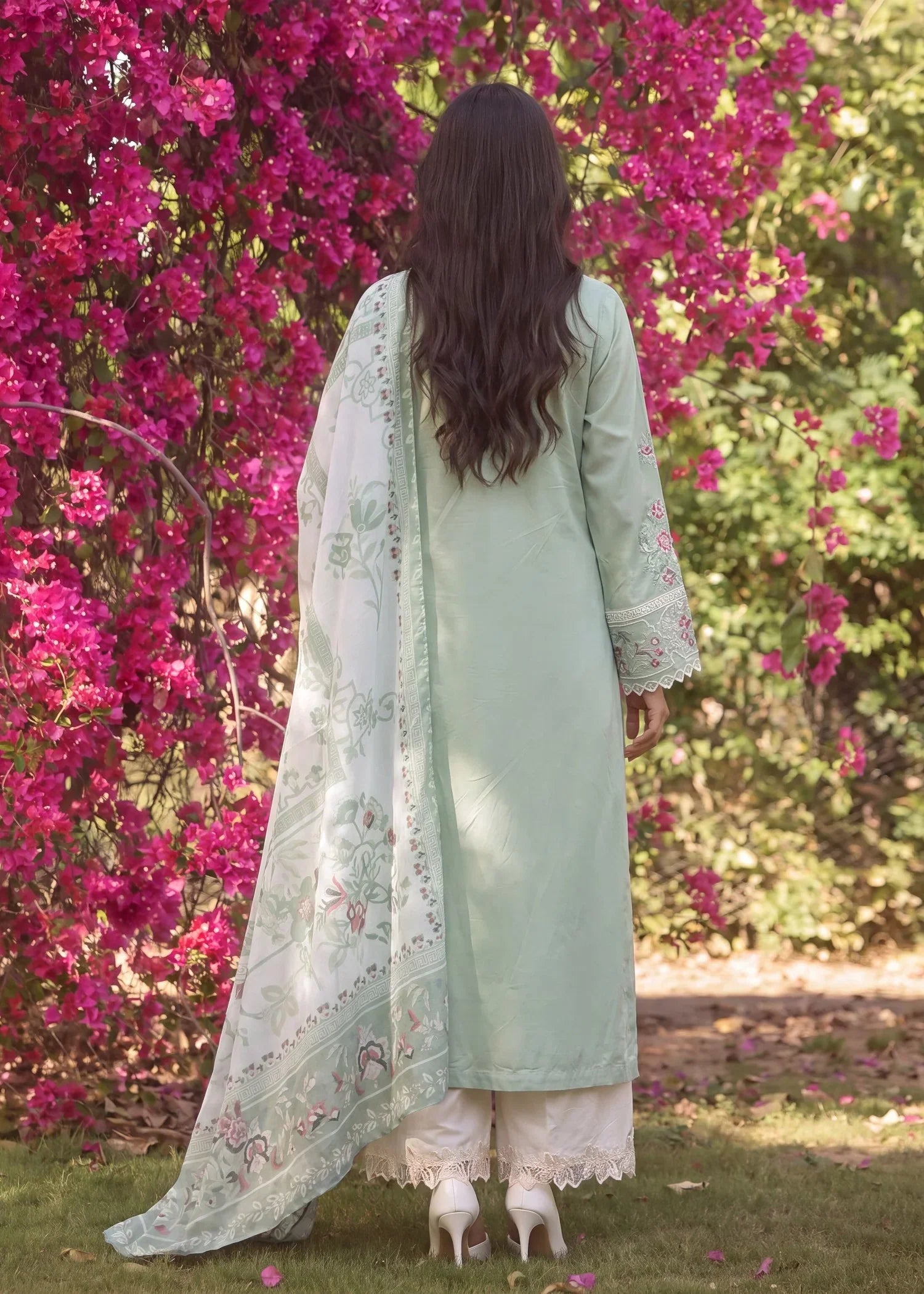 Humnawah Pista Premium Fabric Pakistani Summer Dresses - Sahiba-clothing - 2