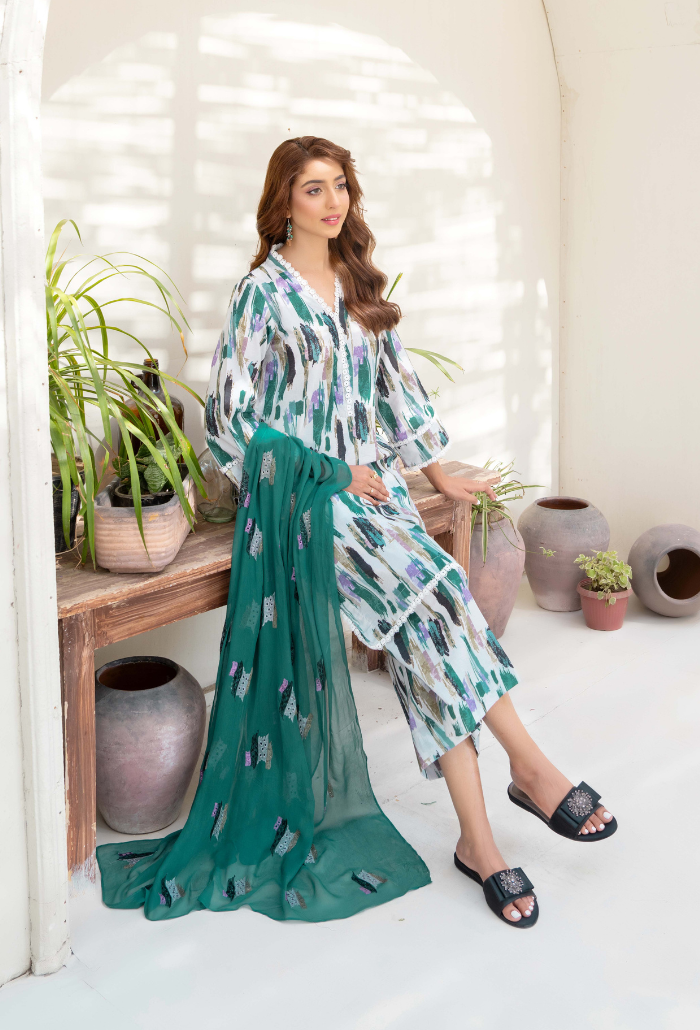 Ziva - D03 Chiffon Pakistani Summer Dresses - Humdum - 4