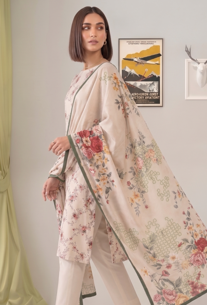 Floral Lawn Cotton Pakistani Summer Dresses - Humdum - 2