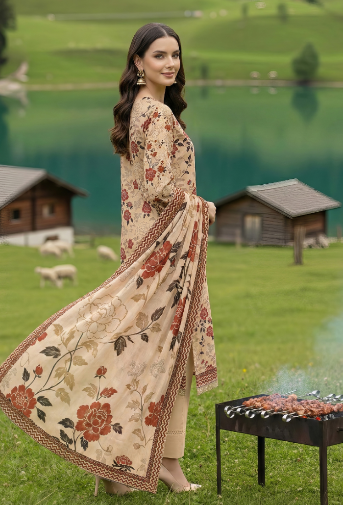 Floral - D08 Chiffon Pakistani Summer Dresses - Humdum - 2