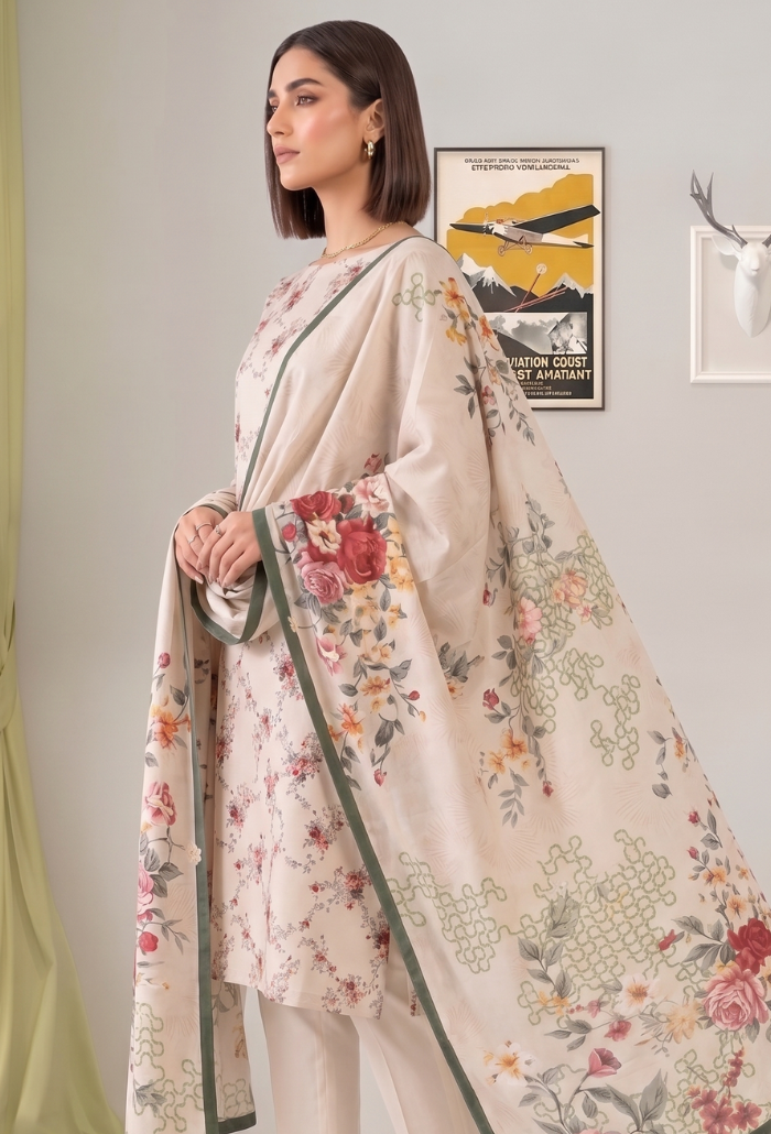 Floral Lawn Cotton Pakistani Summer Dresses - Humdum - 3