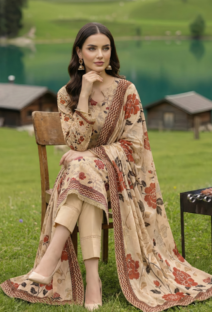 Floral - D08 Chiffon Pakistani Summer Dresses - Humdum - 3