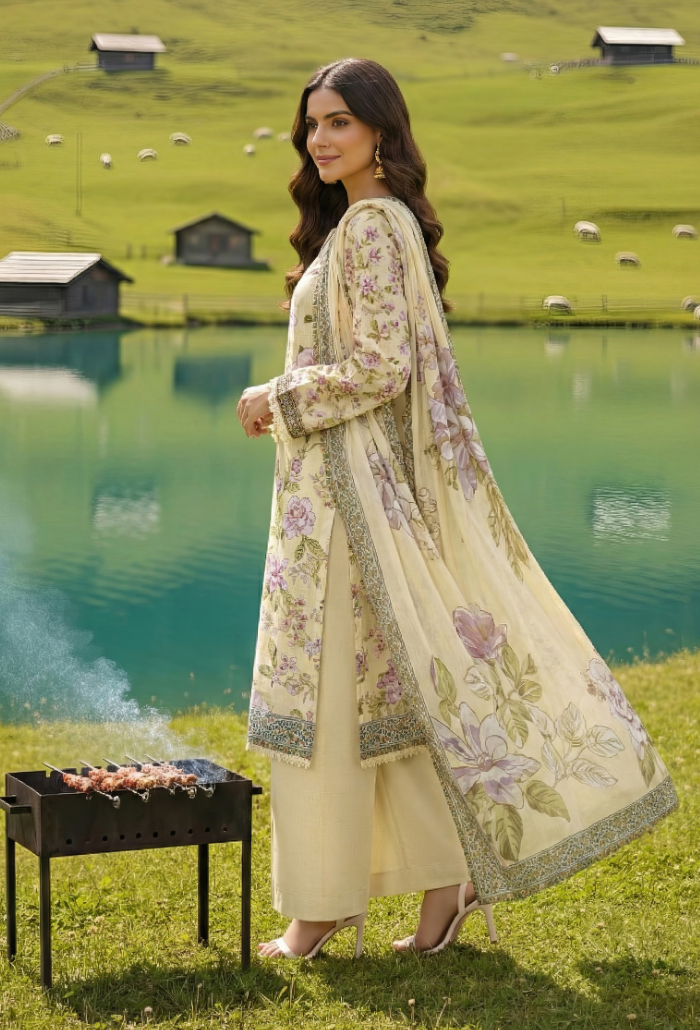 Floral - D10 Chiffon Pakistani Summer Dresses - Humdum - 2