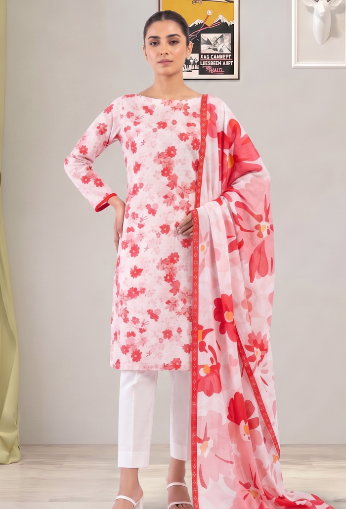 Floral Lawn Cotton Pakistani Summer Dresses - Humdum - 1