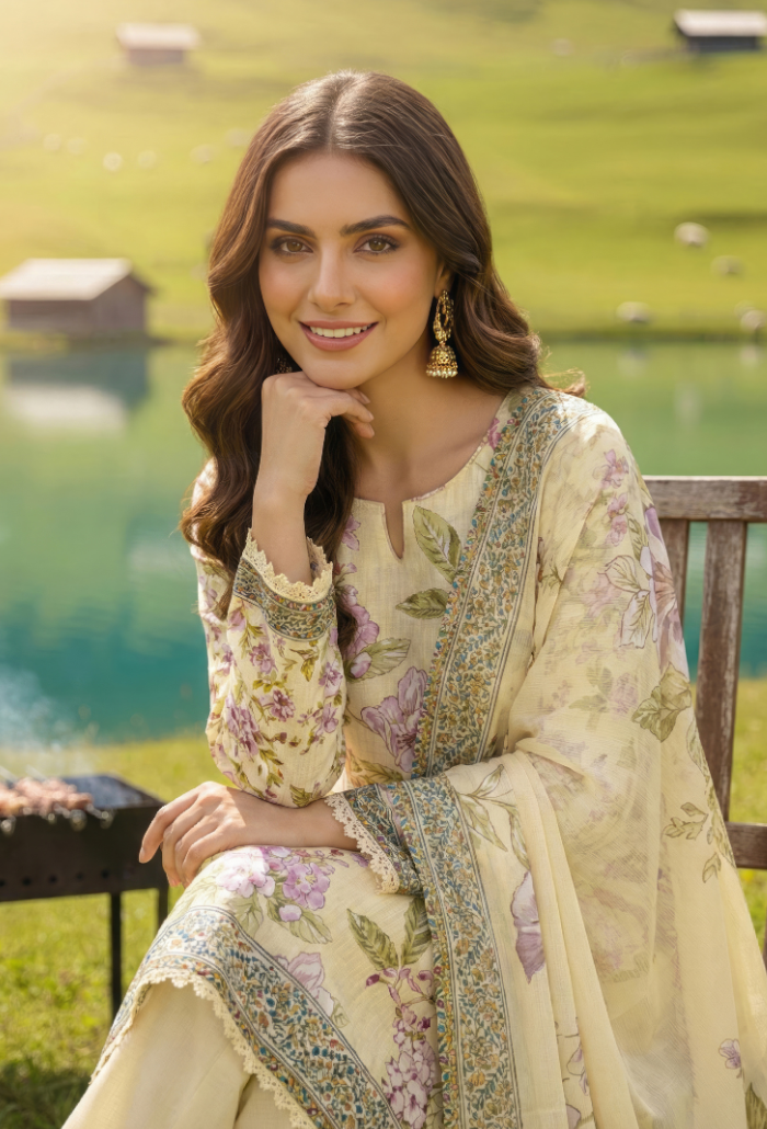 Floral - D10 Chiffon Pakistani Summer Dresses - Humdum - 3