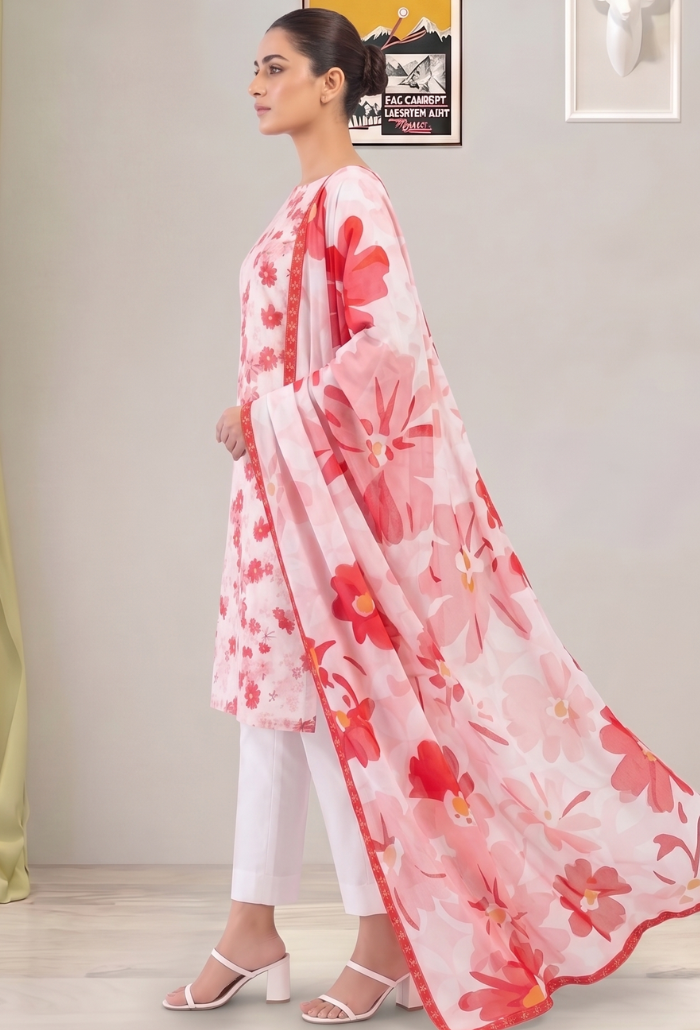 Floral Lawn Cotton Pakistani Summer Dresses - Humdum - 2