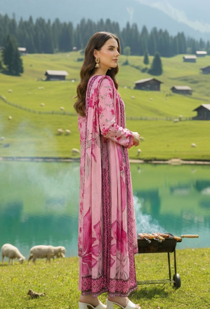 Floral - D01 Chiffon Pakistani Summer Dresses - Humdum - 2