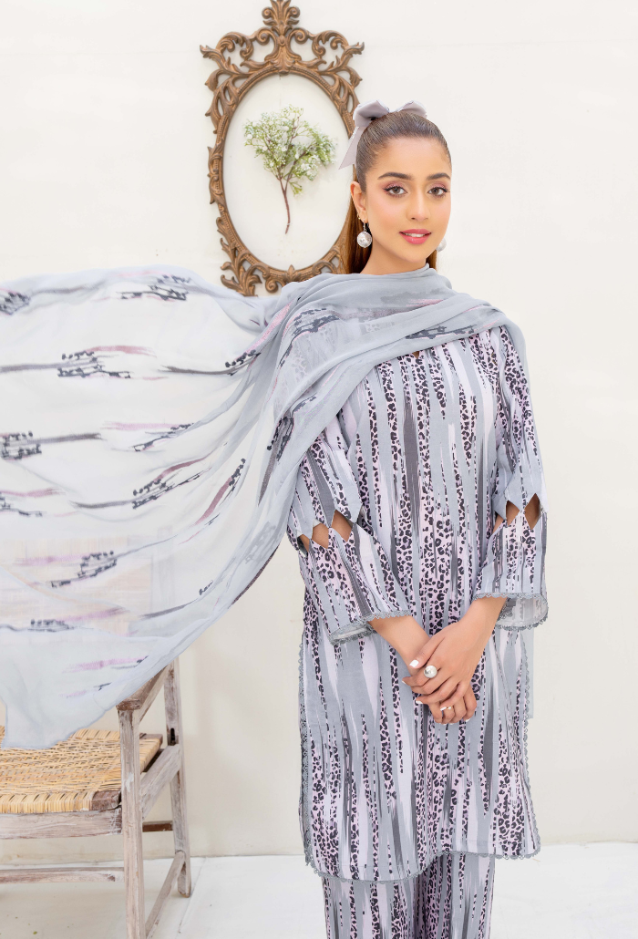 Ziva - D02 Chiffon Pakistani Summer Dresses - Humdum - 4