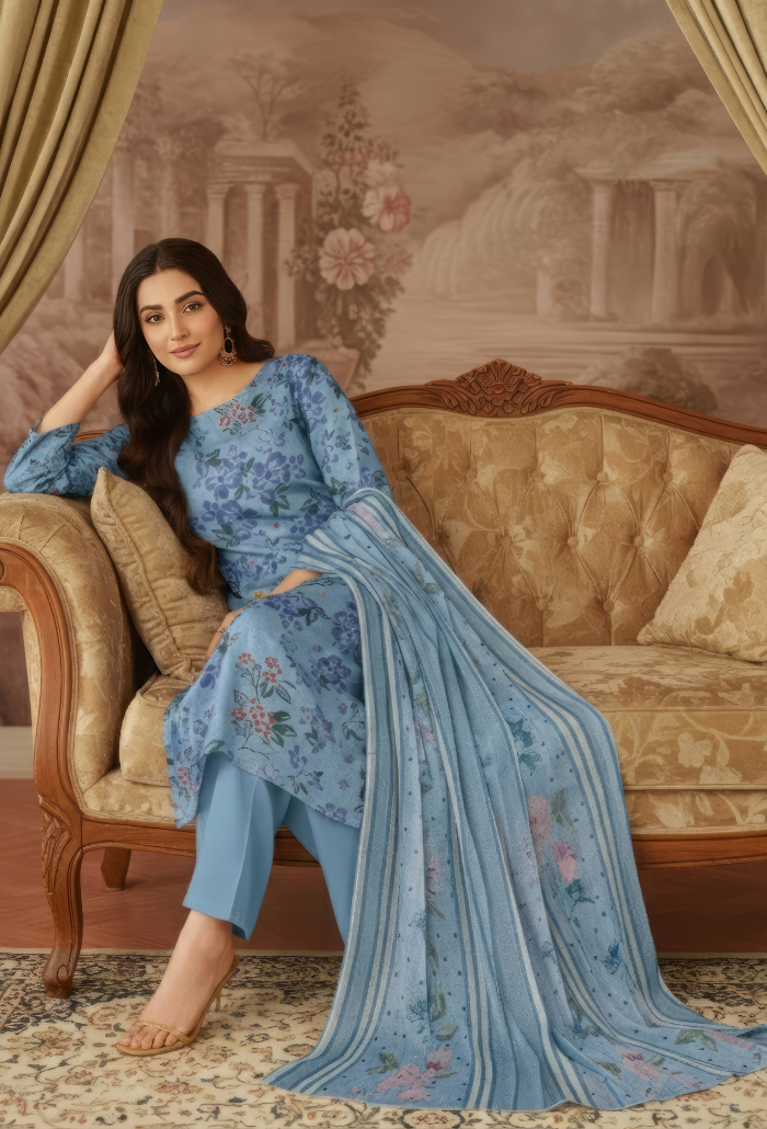 Floral - D02 Chiffon Pakistani Summer Dresses - Humdum - 3