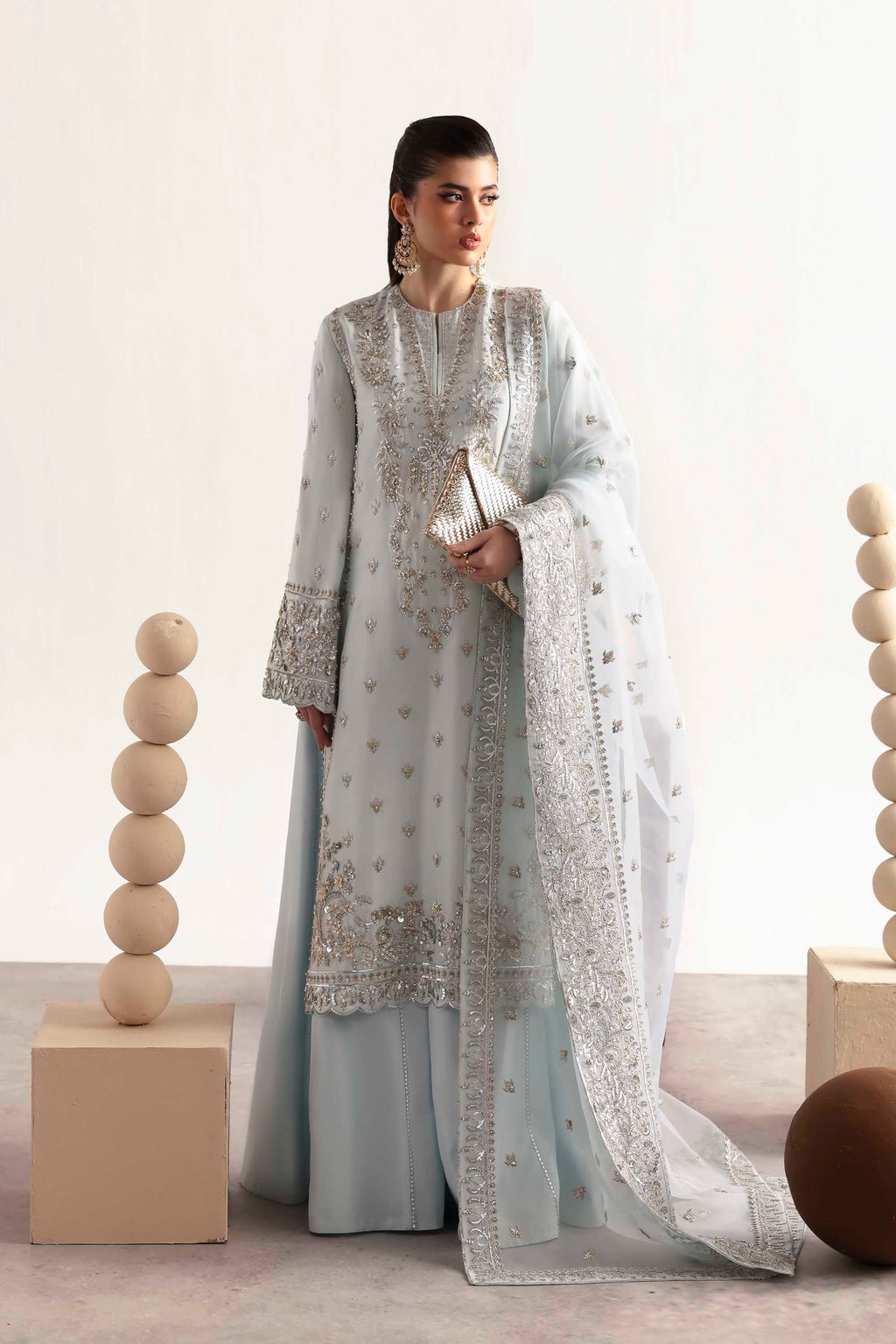 Fawn Pakistani Designer Dress