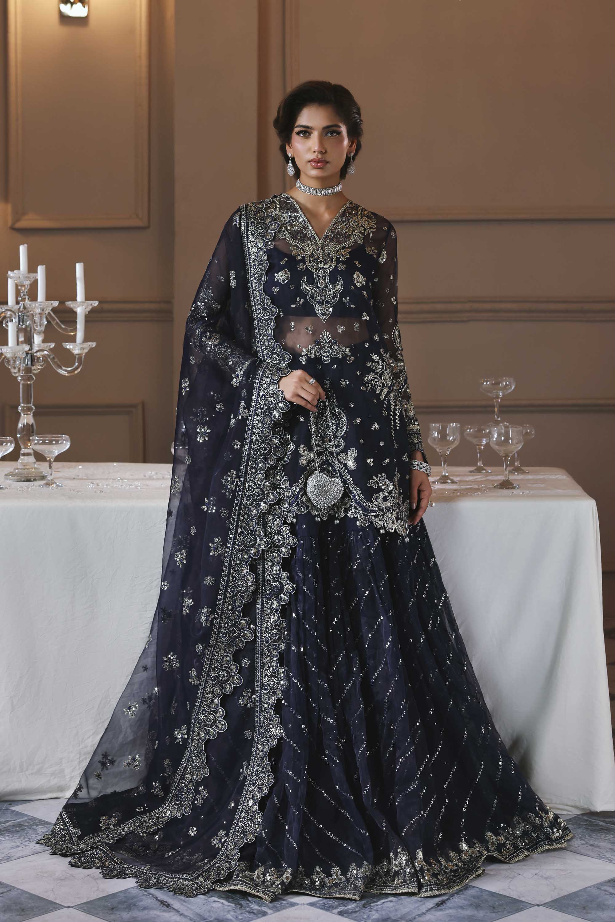 Zarpari Organza Pakistani Formal Dresses