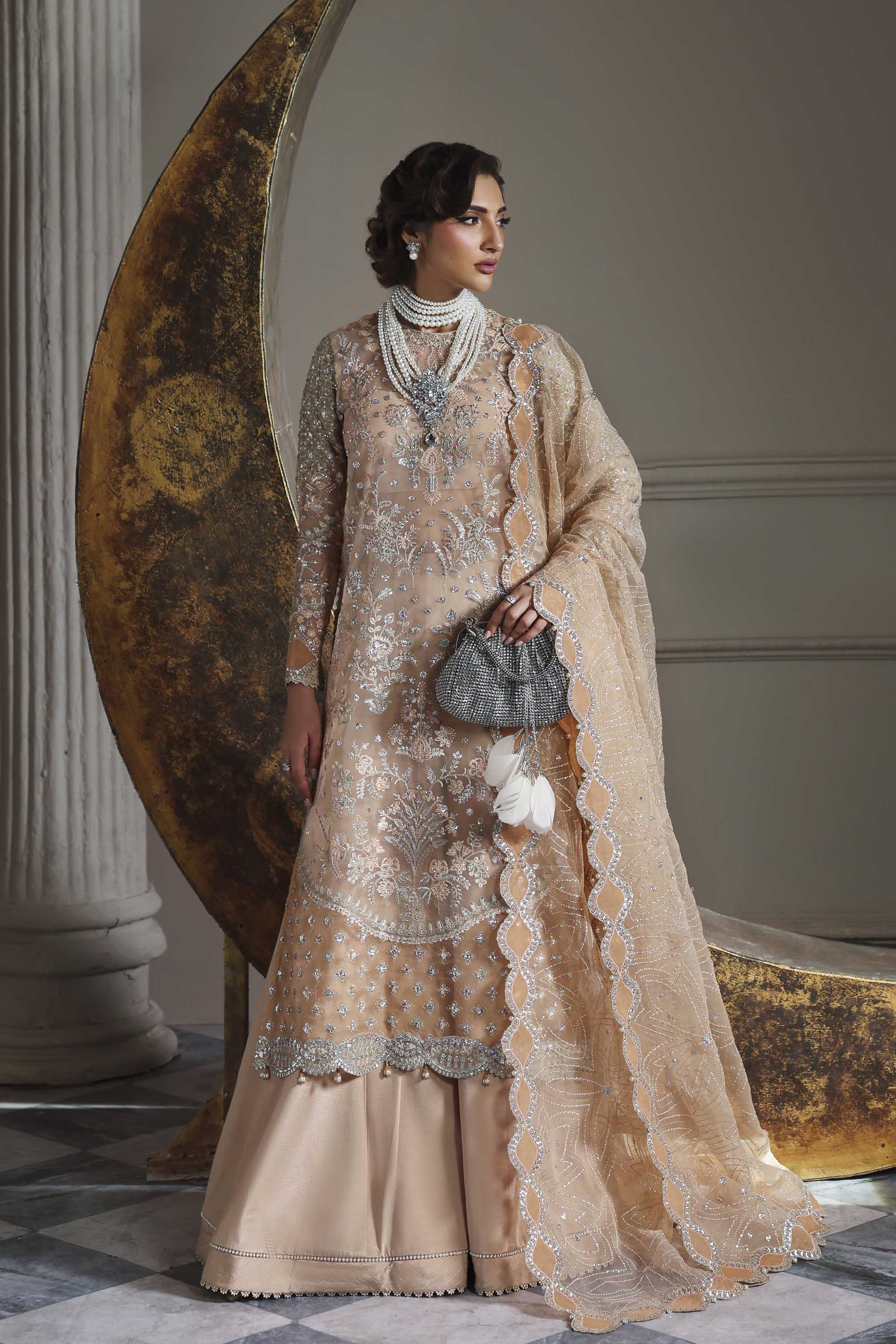 Aabroza Raw Silk Pakistani Formal Dresses