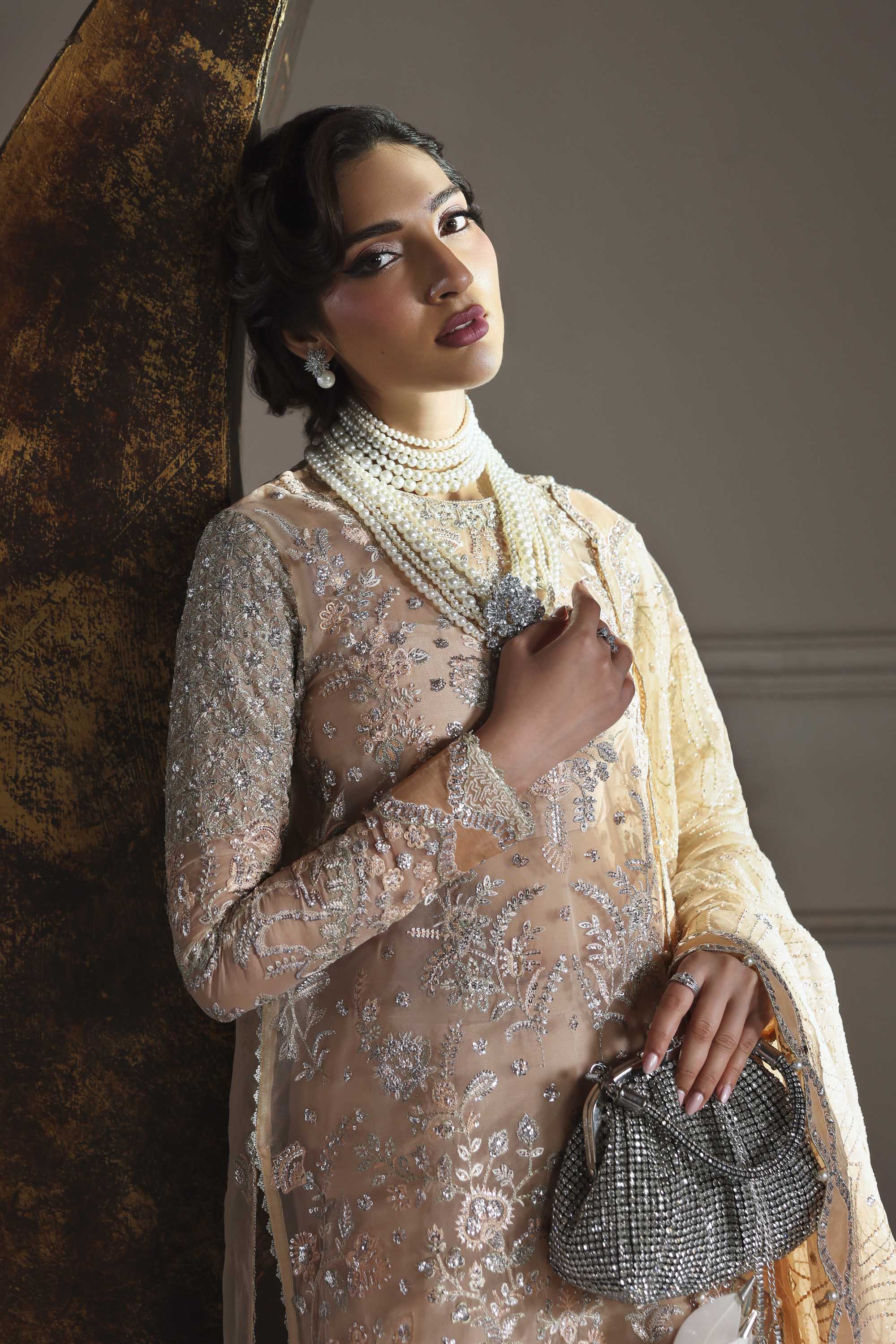 Aabroza Raw Silk Pakistani Formal Dresses