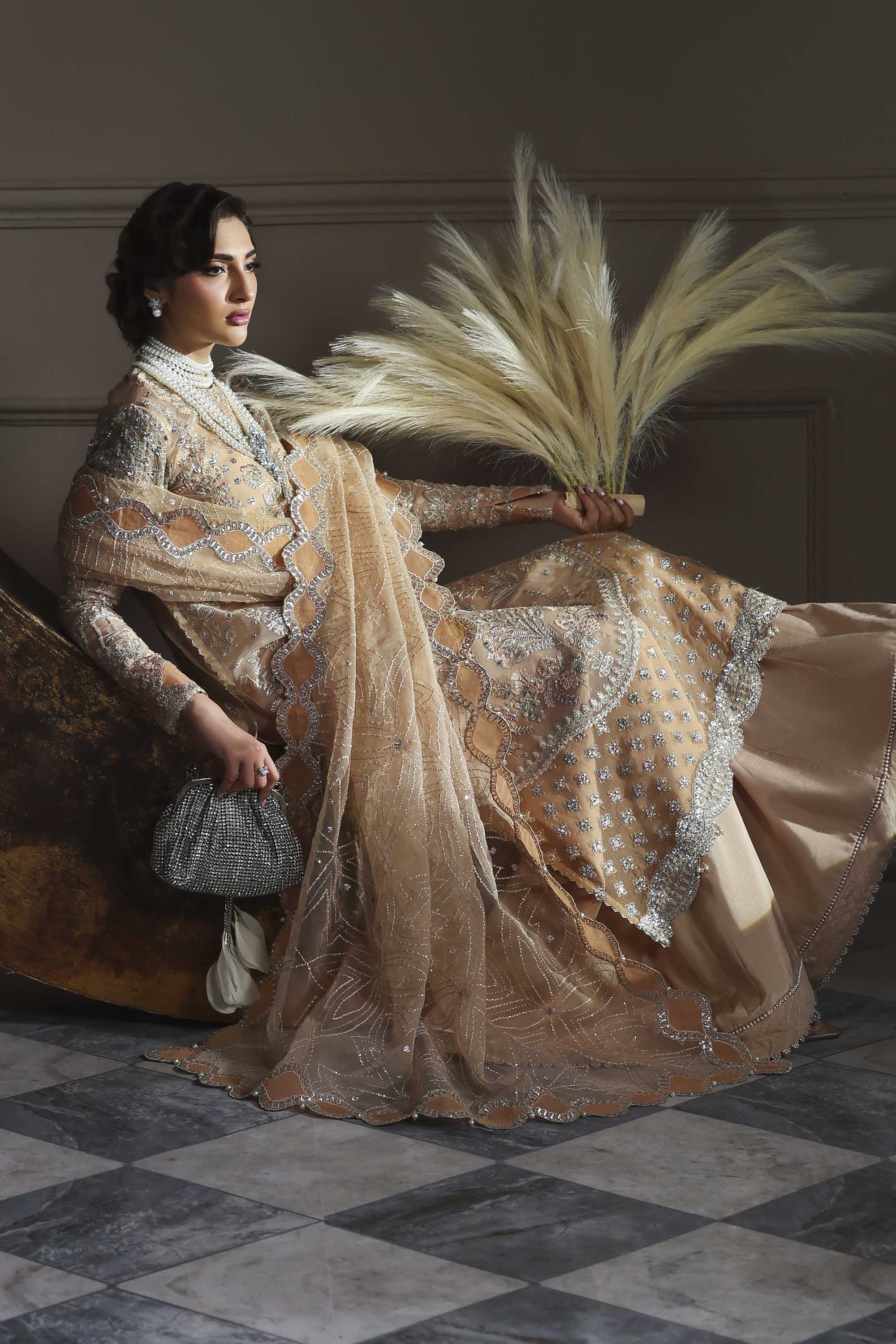 Aabroza Raw Silk Pakistani Formal Dresses