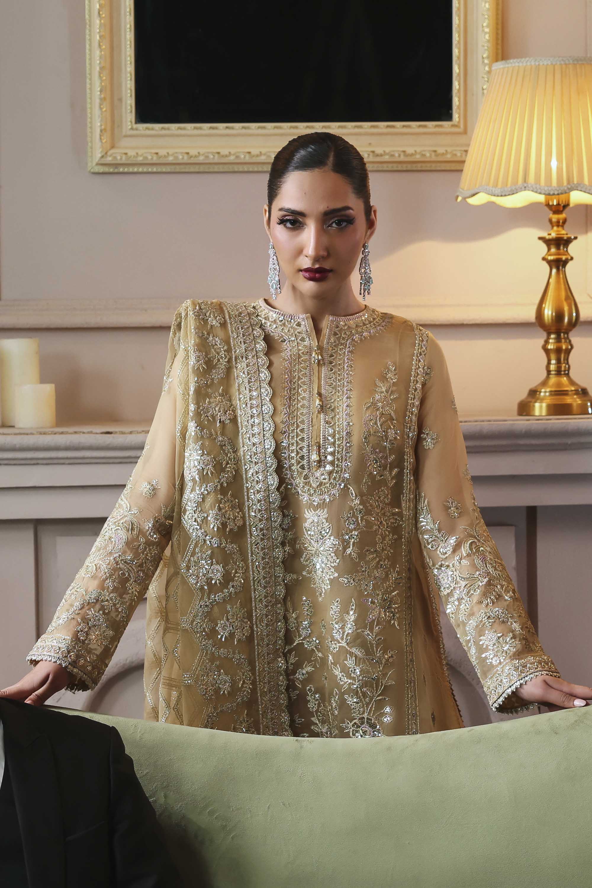 Tajmeen Raw Silk Pakistani Formal Dresses - Akbar Aslam - 4