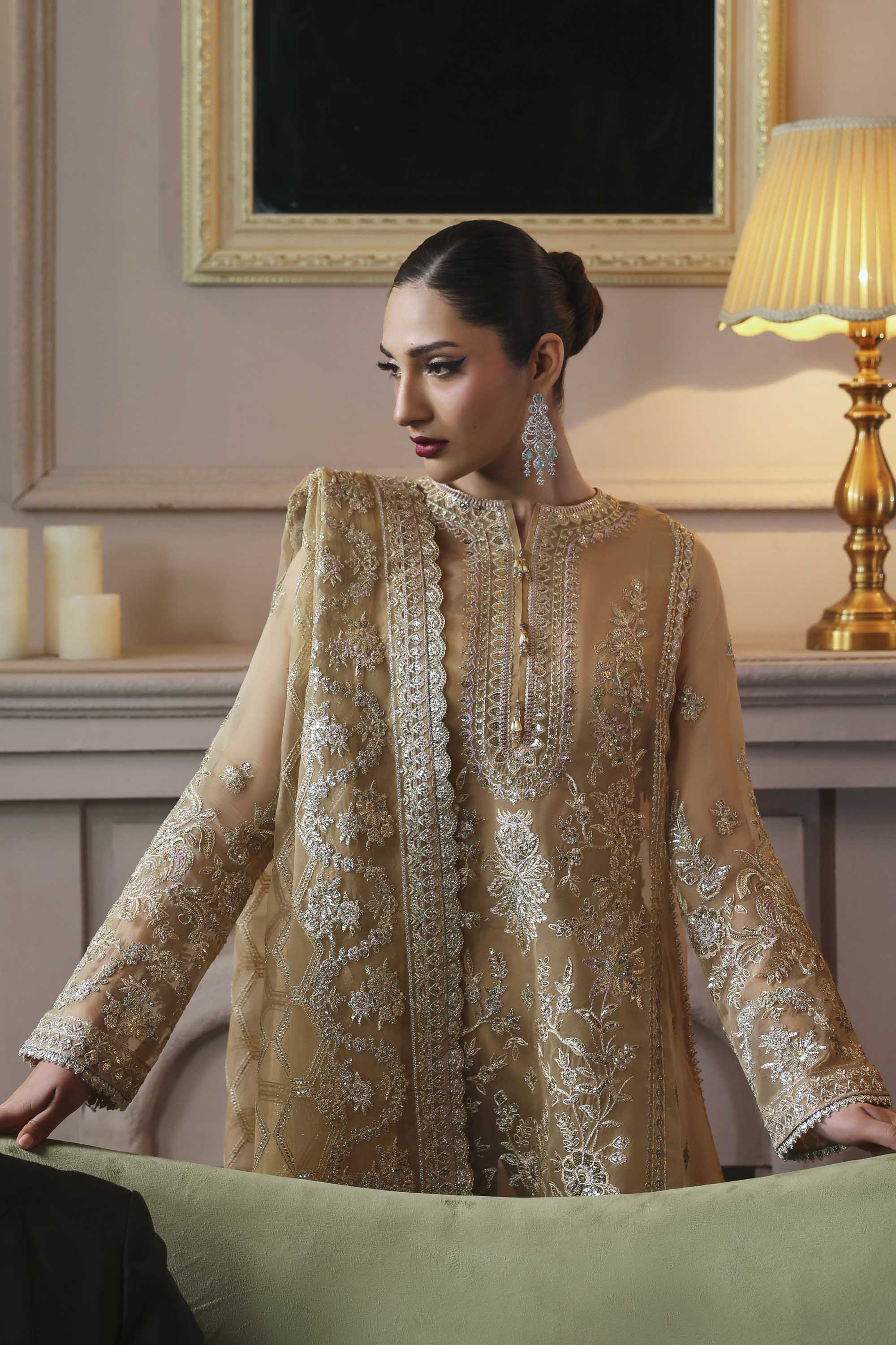Tajmeen Raw Silk Pakistani Formal Dresses - Akbar Aslam - 5
