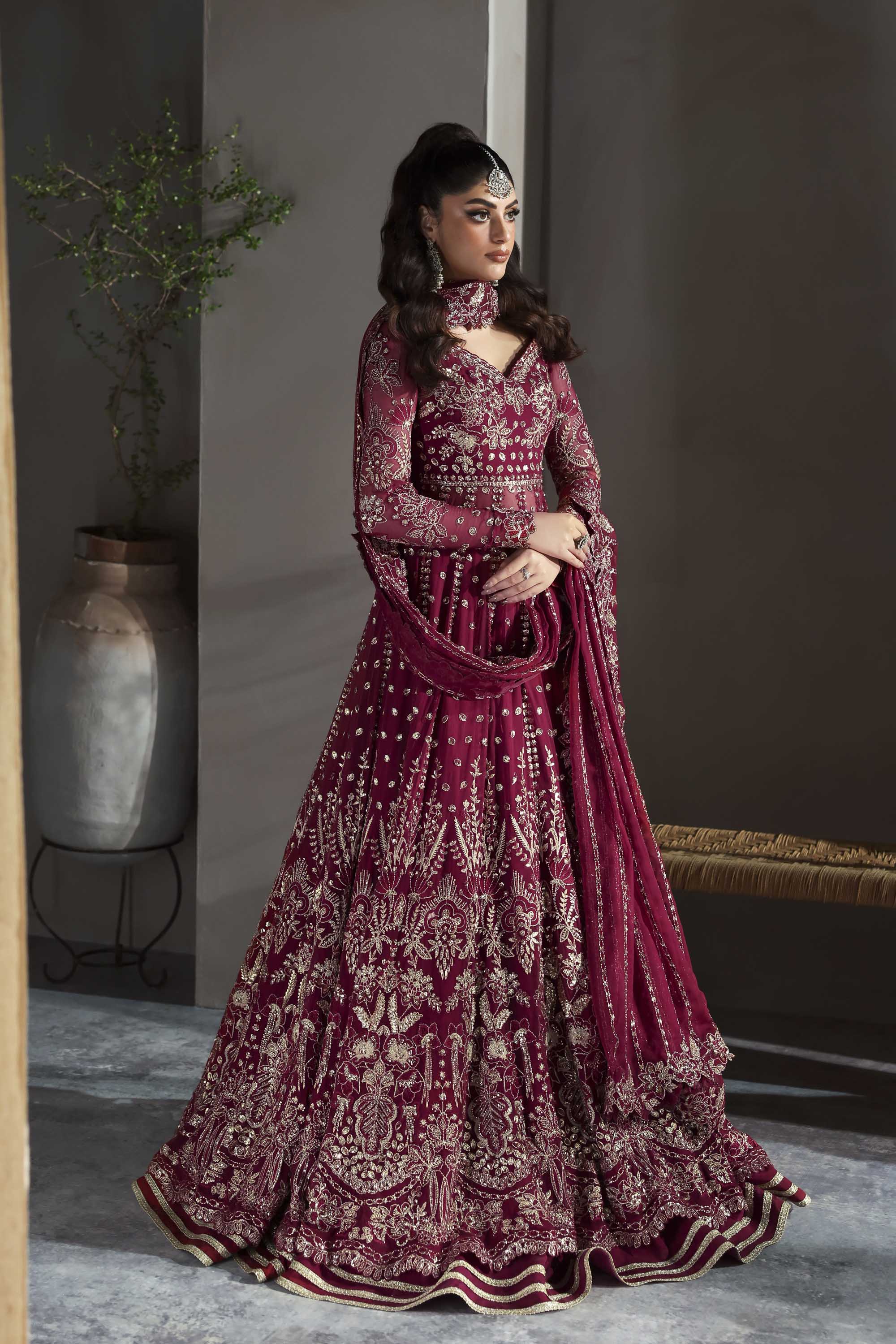 Mahroze Raw Silk Pakistani Formal Dresses - Akbar Aslam - 1