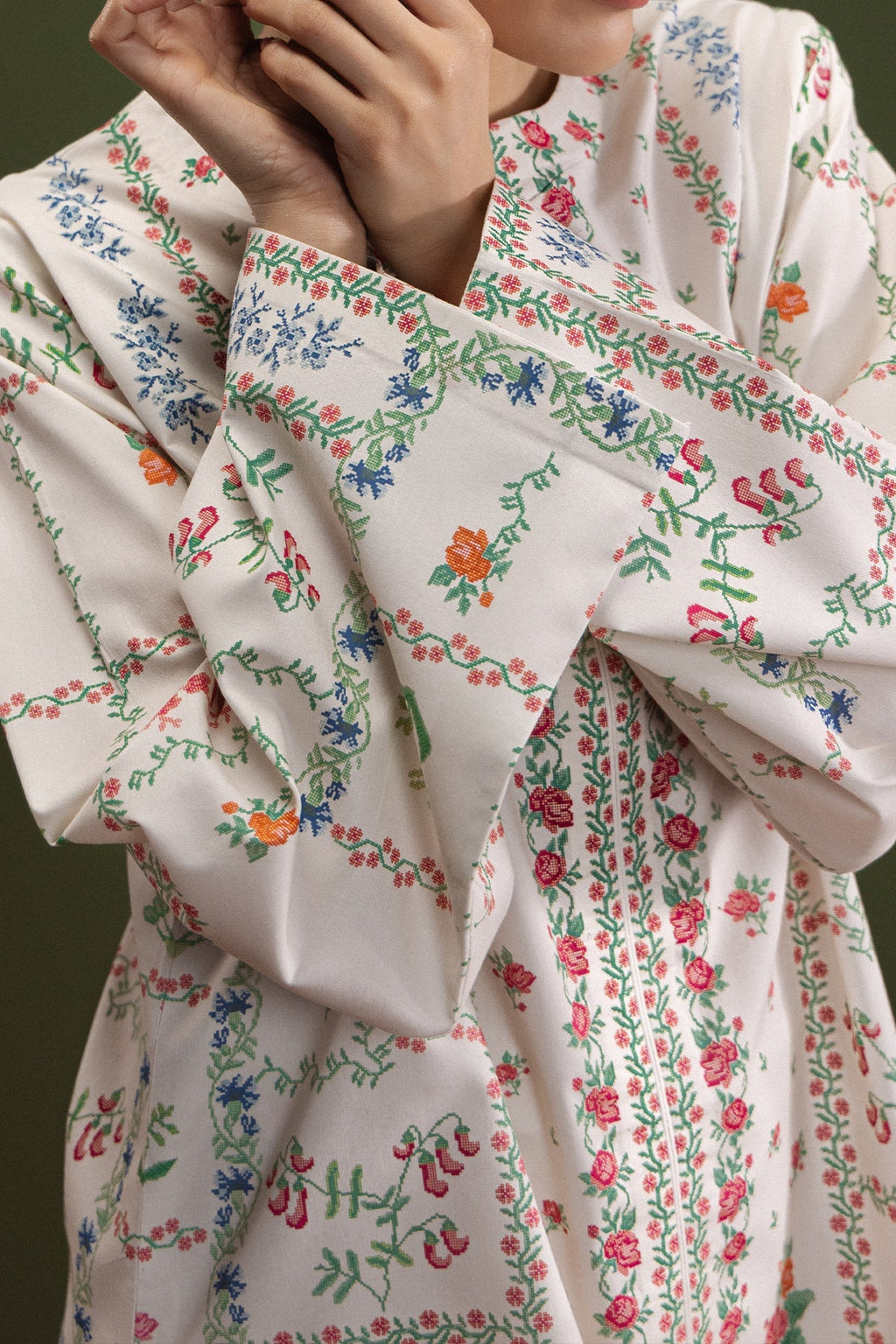 Rosy Picnic Cambric Pakistani Summer Dresses - Afrozeh - 3