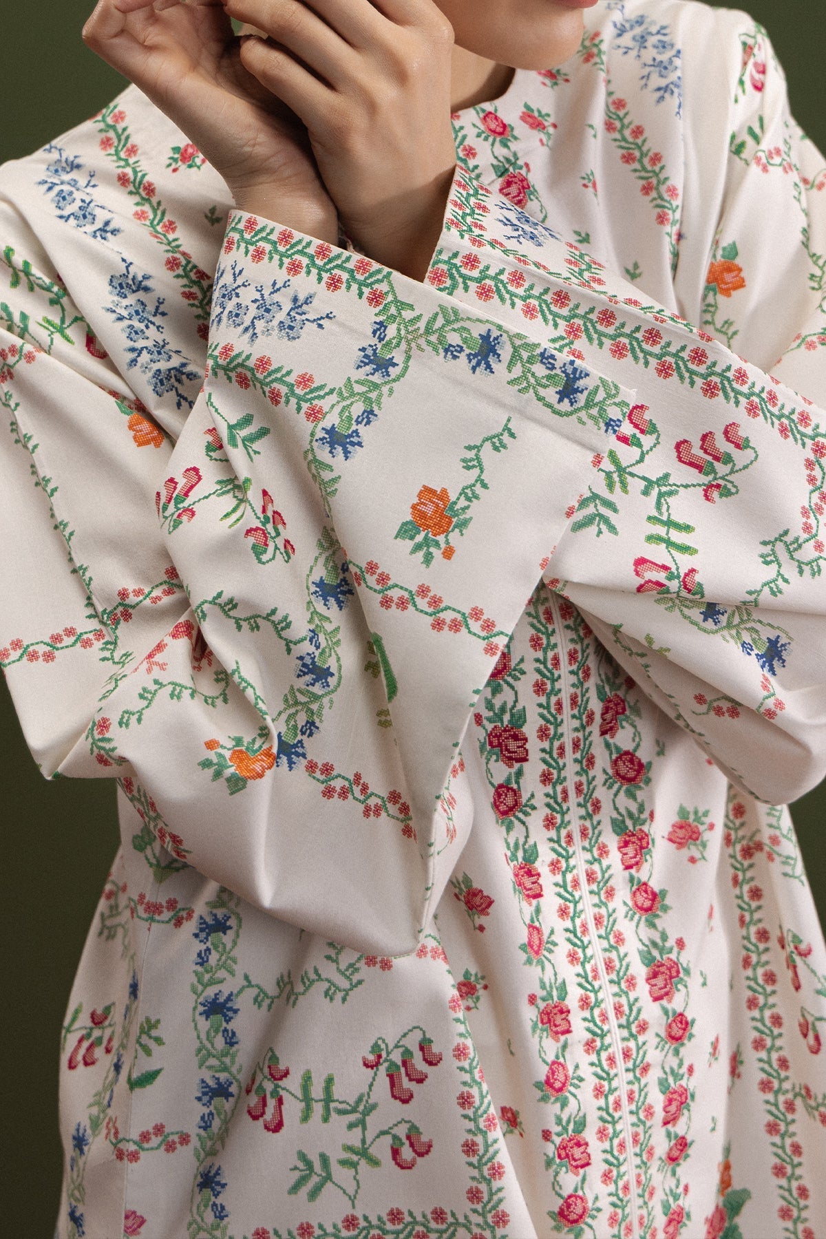 Rosy Picnic Cambric Pakistani Summer Dresses - Afrozeh - 3