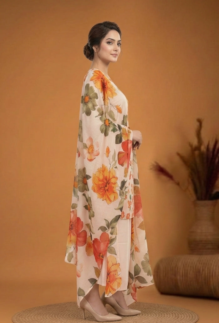 Floral Lawn Cotton Pakistani Summer Dresses - Humdum - 2